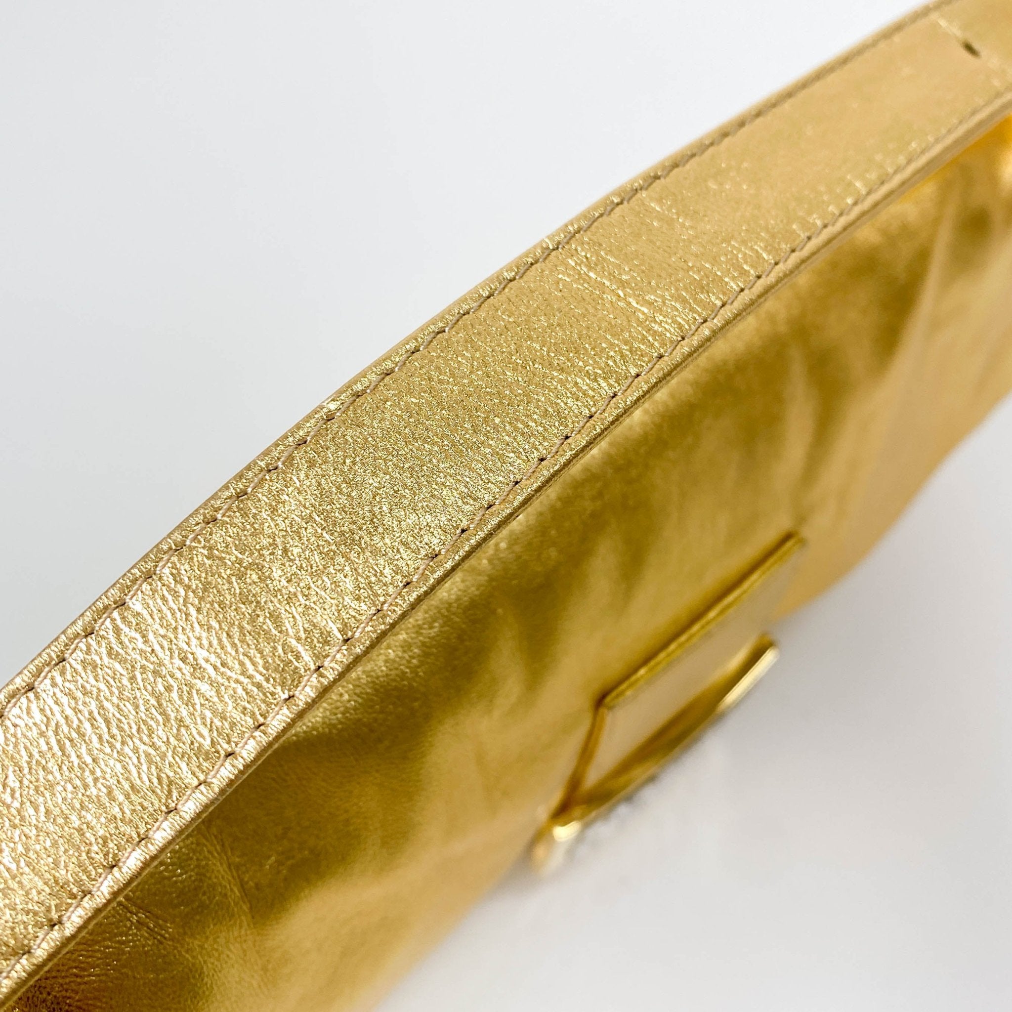 FENDI Baguette Gold Leather & Rhinestone FF Buckle Shoulder Bag, in , Sold by HIVE PRELOVED - Shoulder Bags, ,