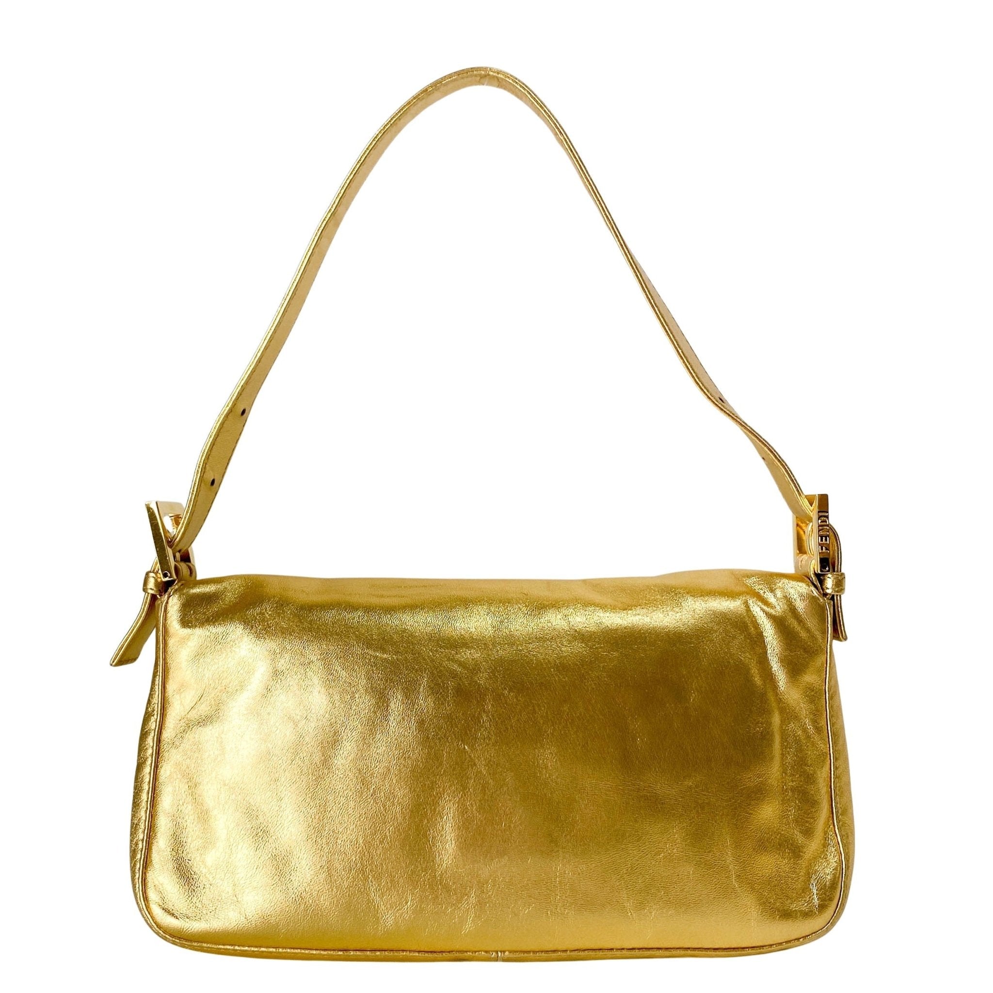 FENDI Baguette Gold Leather & Rhinestone FF Buckle Shoulder Bag, in , Sold by HIVE PRELOVED - Shoulder Bags, ,