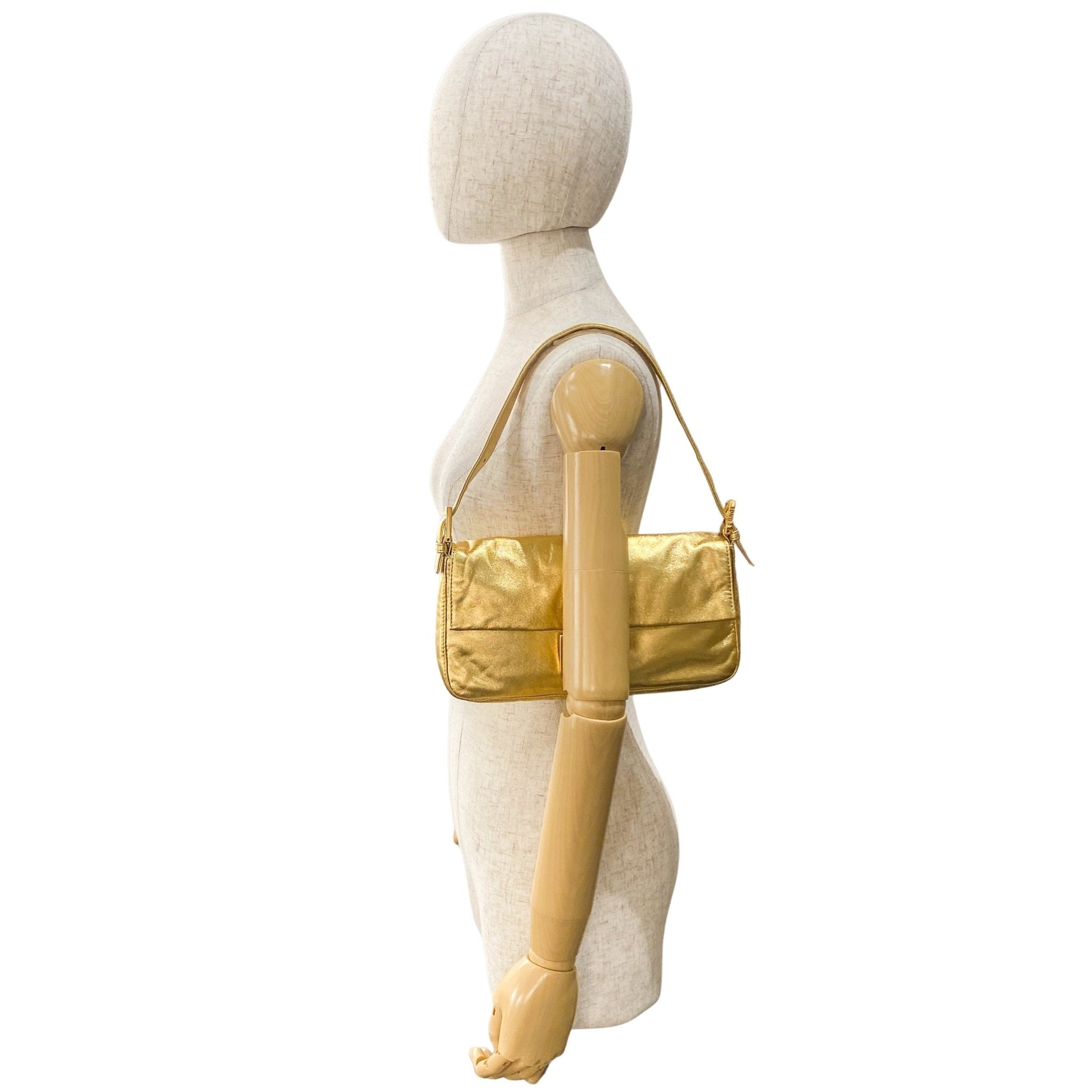 FENDI Baguette Gold Leather & Rhinestone FF Buckle Shoulder Bag, in , Sold by HIVE PRELOVED - Shoulder Bags, ,