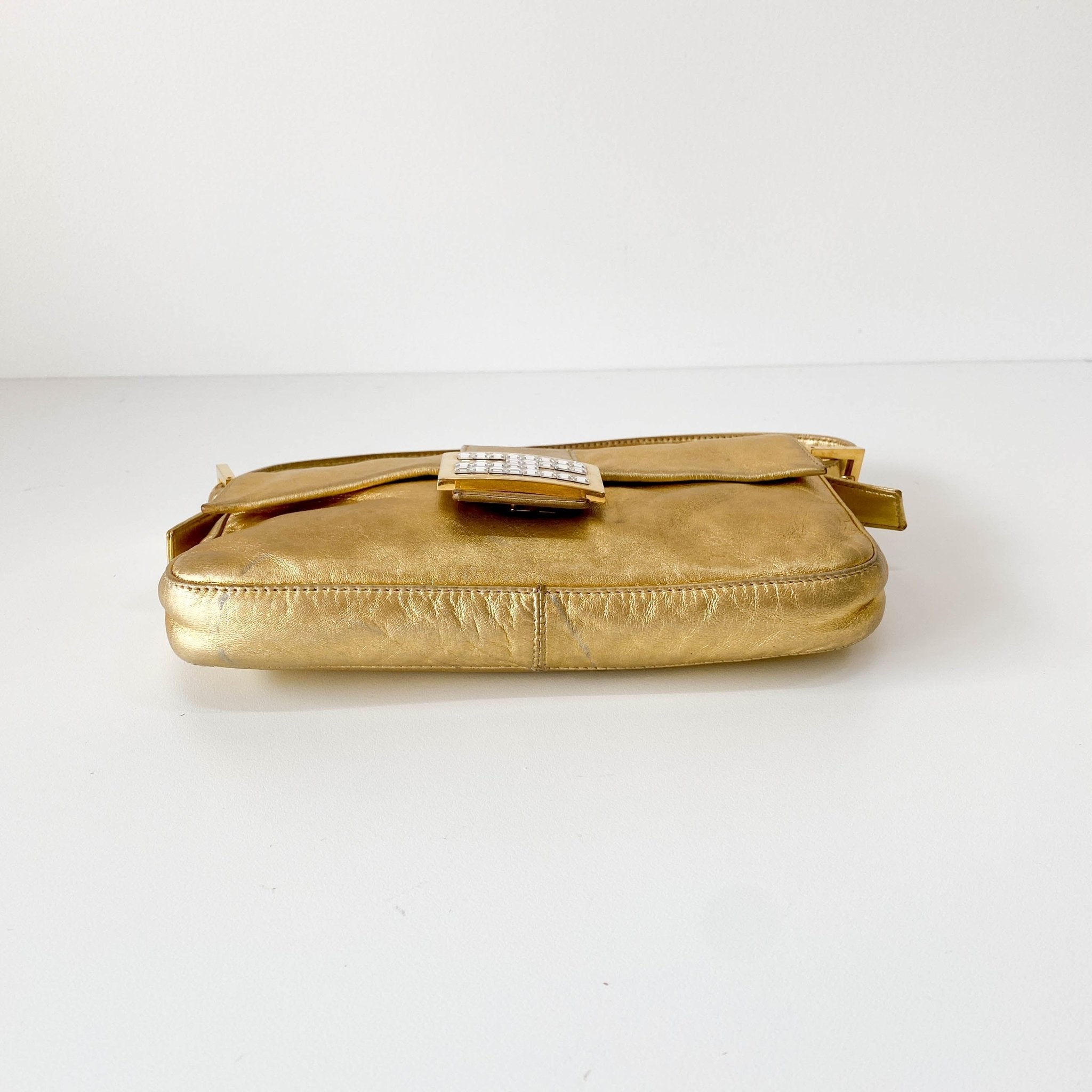 FENDI Baguette Gold Leather Rhinsotne Hardware Shoulder Bag, in , Sold by HIVE PRELOVED - Shoulder Bags, ,