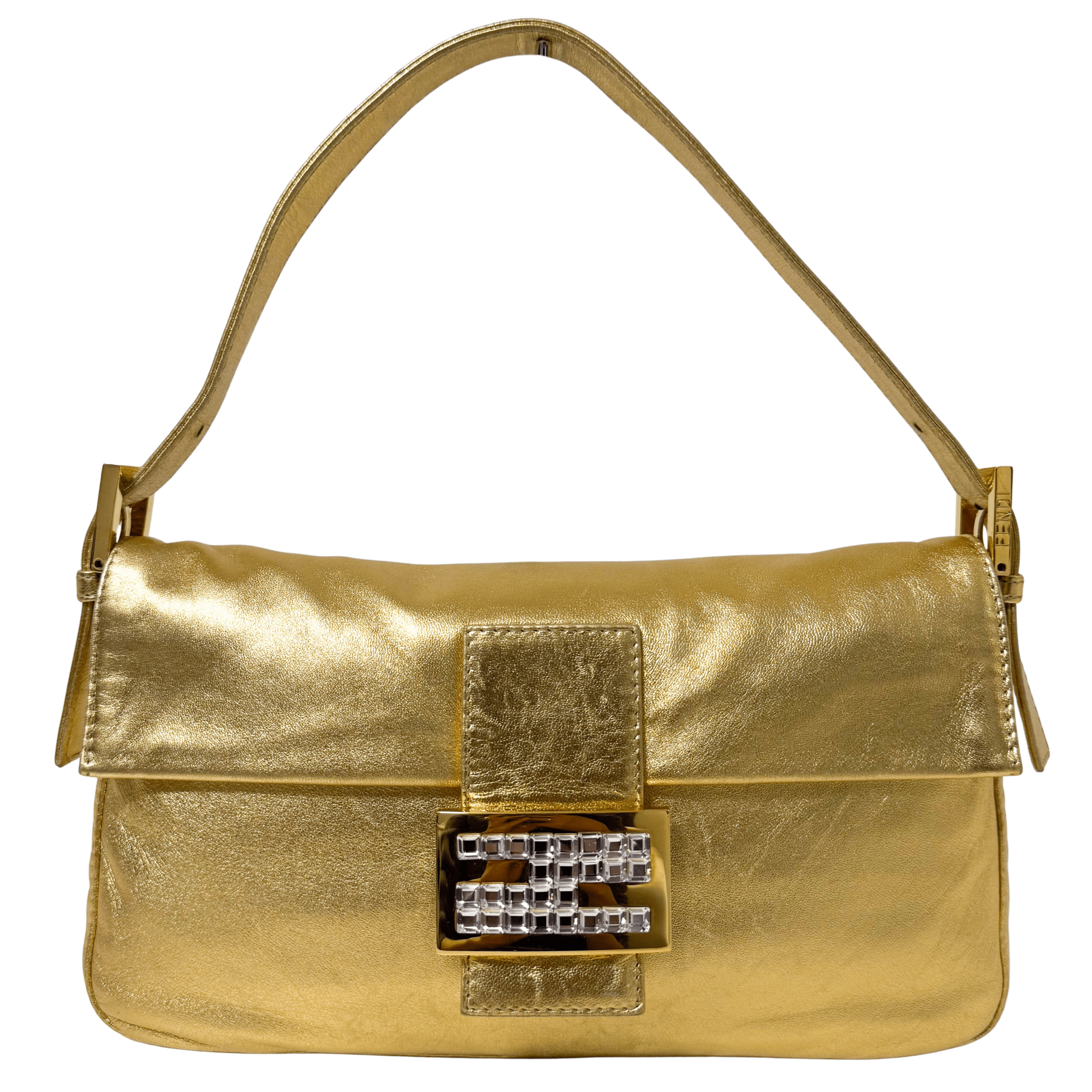 FENDI Baguette Gold Leather Shoulder Bag, in , Sold by HIVE PRELOVED - Shoulder Bags, ,