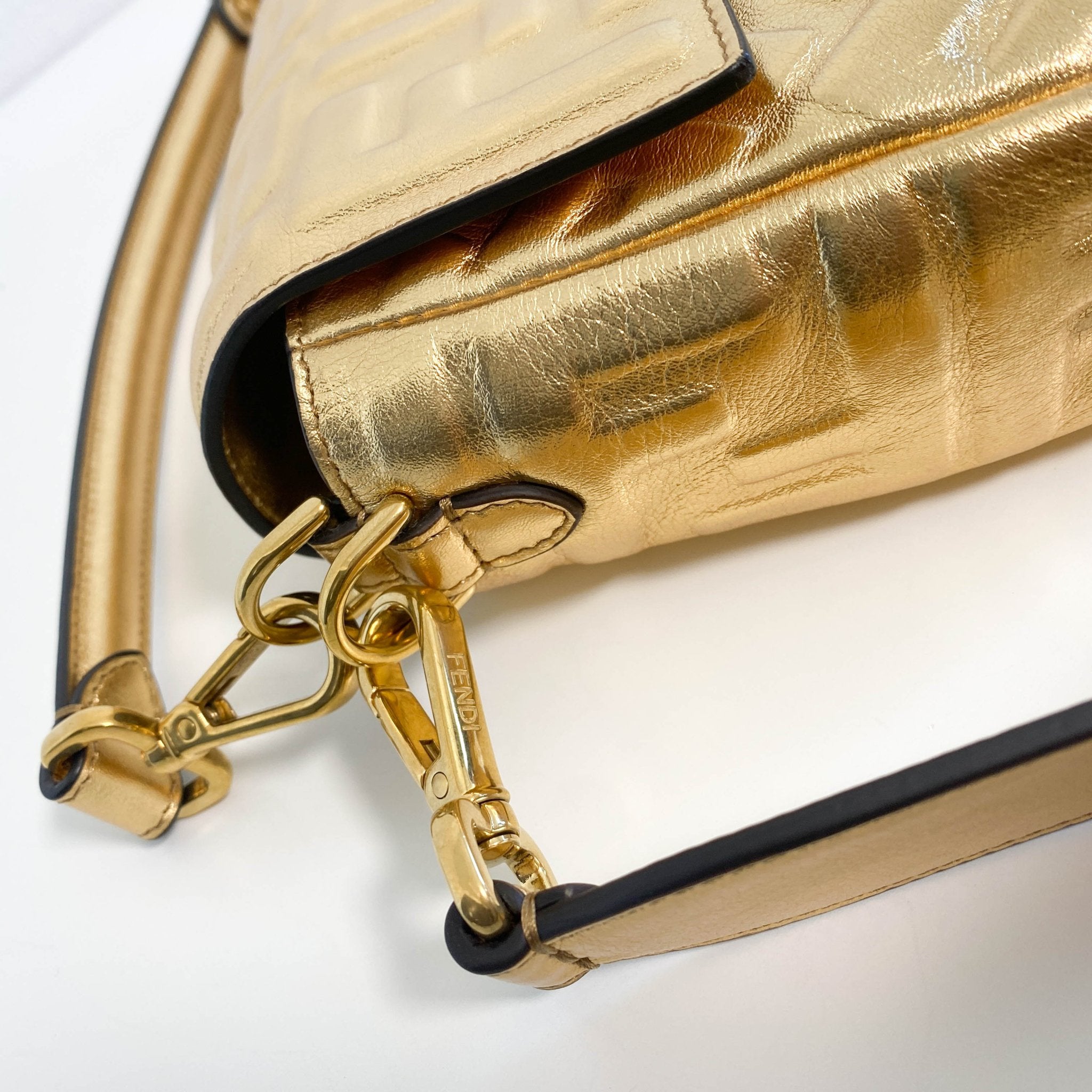 FENDI Baguette Gold Leather Shoulder Bag, in , Sold by HIVE PRELOVED - Shoulder Bags, ,