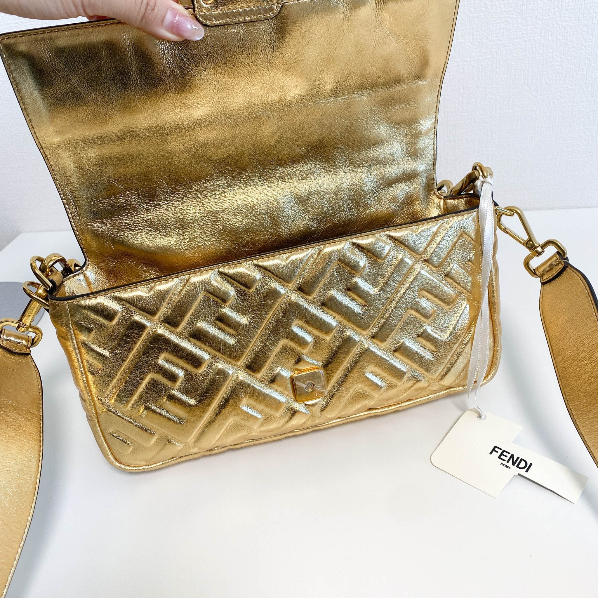 FENDI Baguette Gold Leather Shoulder Bag, in , Sold by HIVE PRELOVED - Shoulder Bags, ,