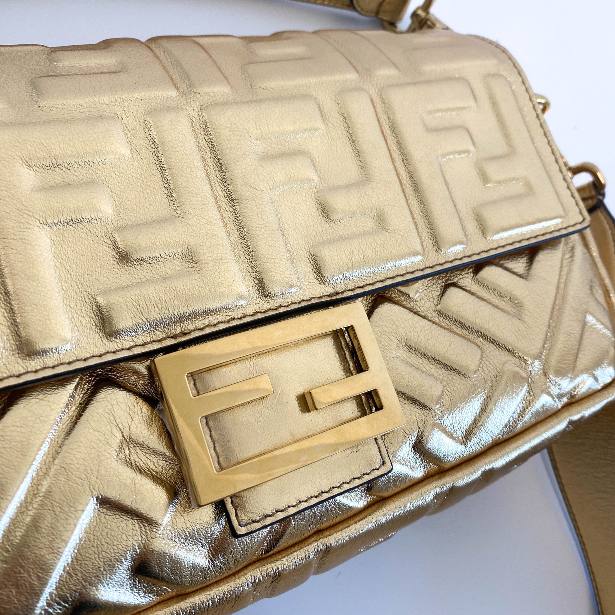 FENDI Baguette Gold Leather Shoulder Bag, in , Sold by HIVE PRELOVED - Shoulder Bags, ,