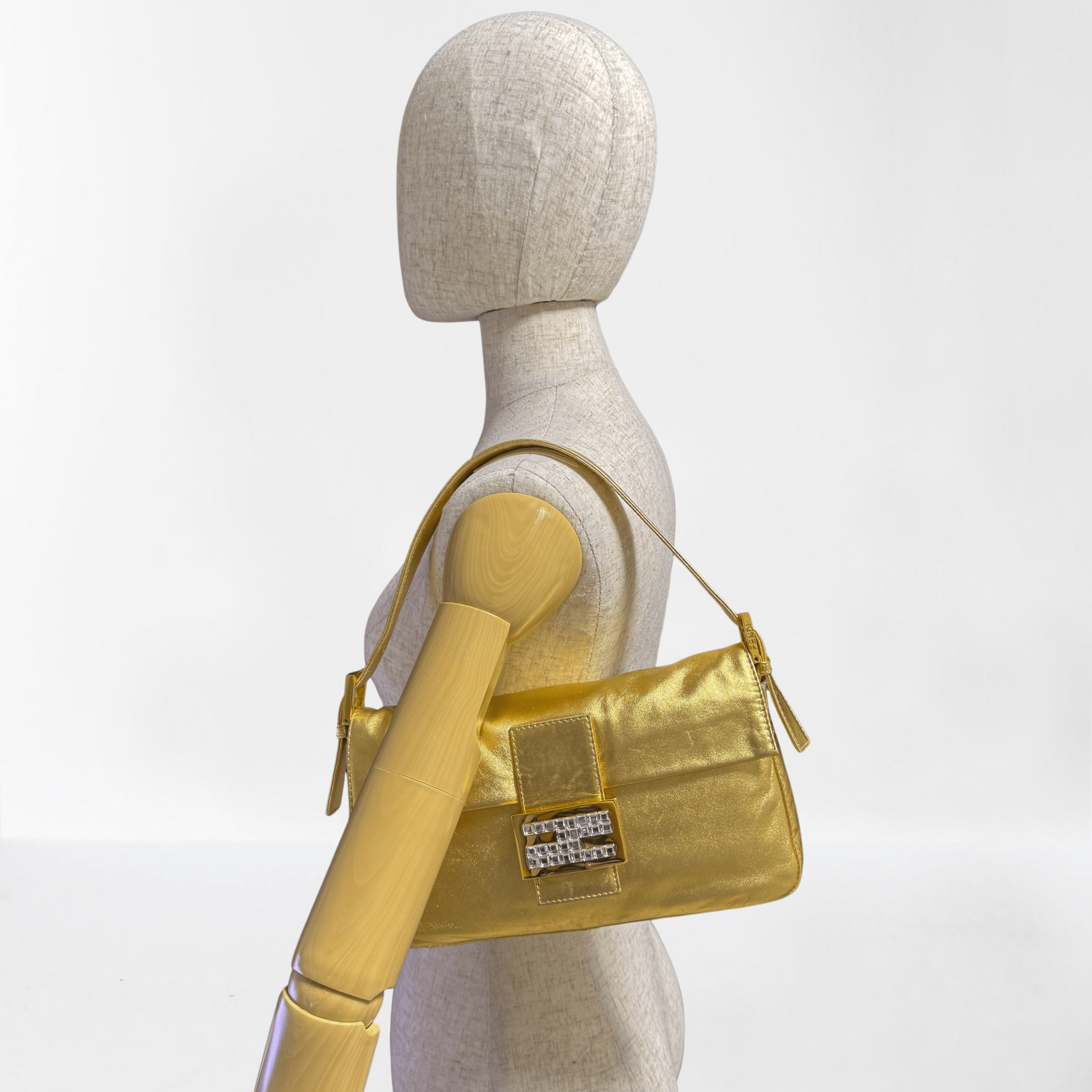 FENDI Baguette Gold Leather Shoulder Bag, in , Sold by HIVE PRELOVED - Shoulder Bags, ,