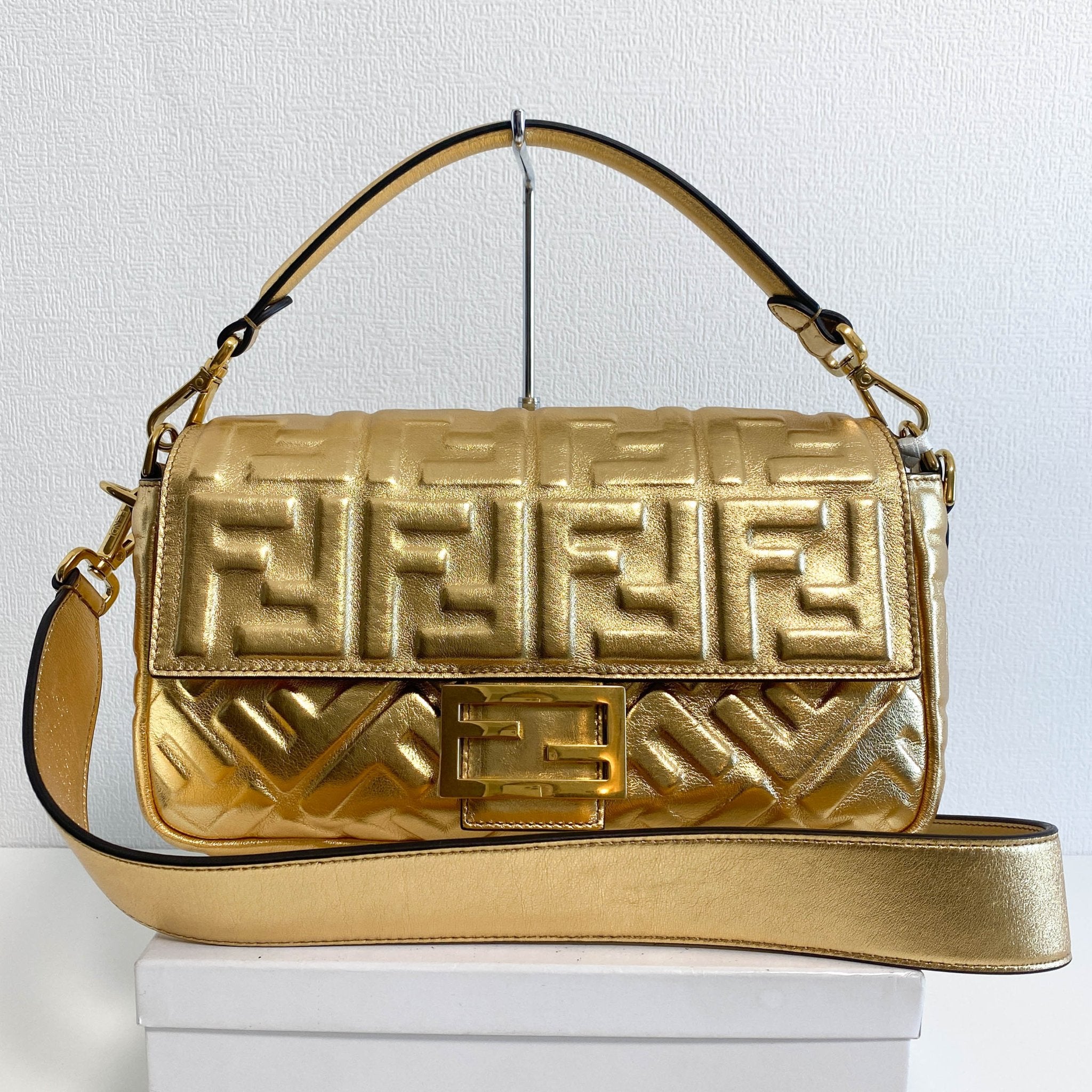 FENDI Baguette Gold Leather Shoulder Bag, in , Sold by HIVE PRELOVED - Shoulder Bags, ,