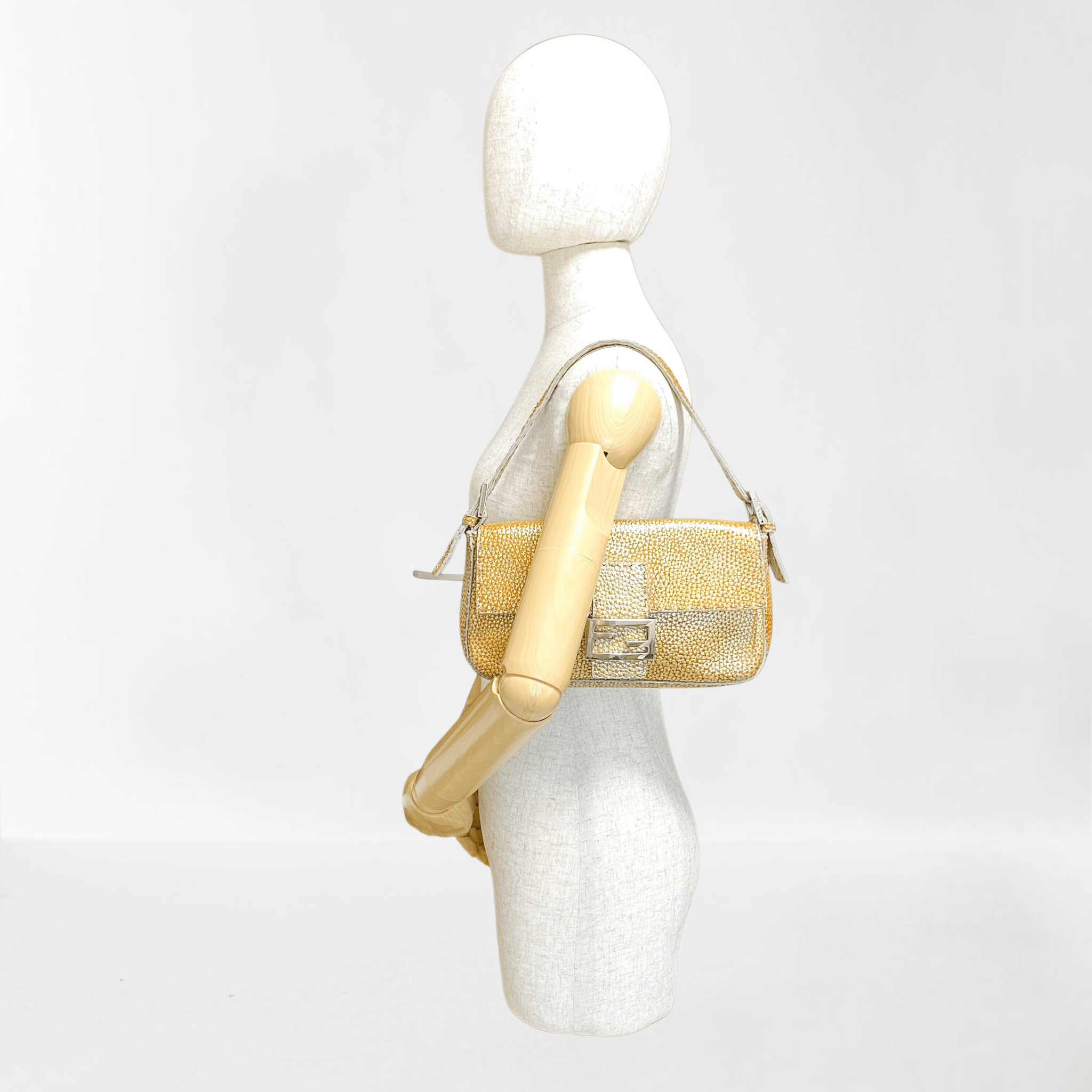 FENDI Baguette Gold Selleria Leather Shoulder Bag, in , Sold by HIVE PRELOVED - Shoulder Bags, ,