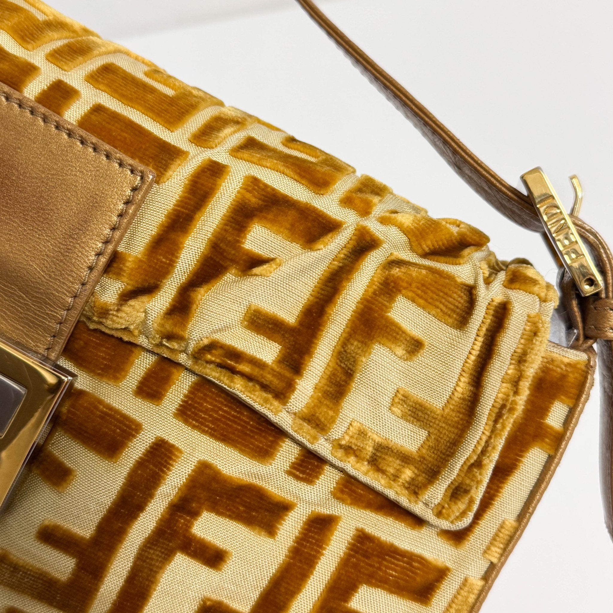 FENDI Baguette Golg Velvet Shoulder Bag, in , Sold by HIVE PRELOVED - Shoulder Bags, ,