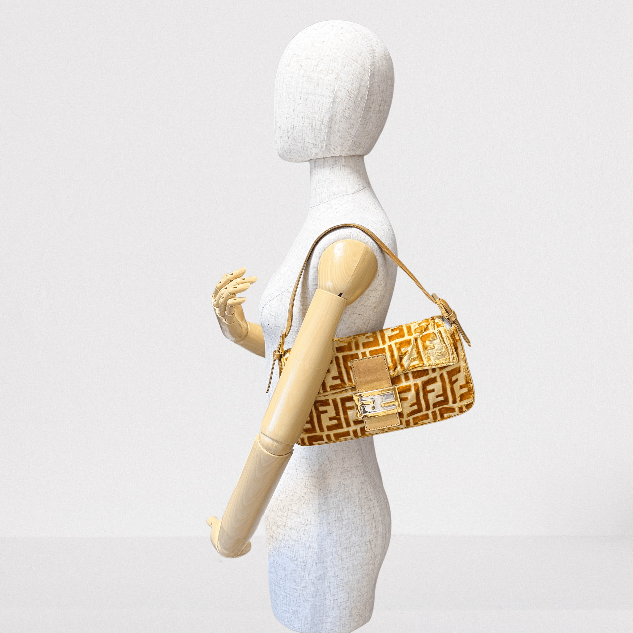 FENDI Baguette Golg Velvet Shoulder Bag, in , Sold by HIVE PRELOVED - Shoulder Bags, ,