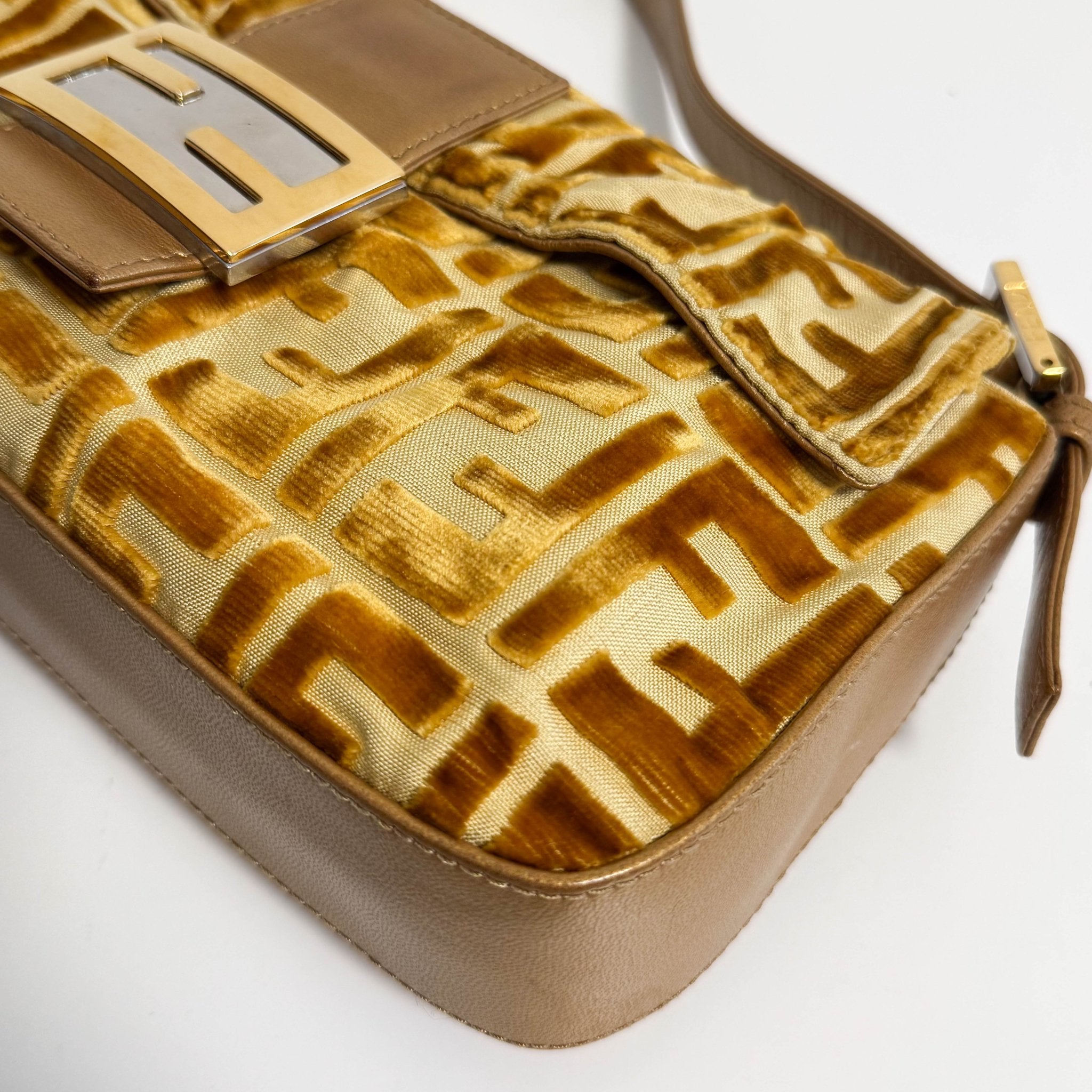 FENDI Baguette Golg Velvet Shoulder Bag, in , Sold by HIVE PRELOVED - Shoulder Bags, ,