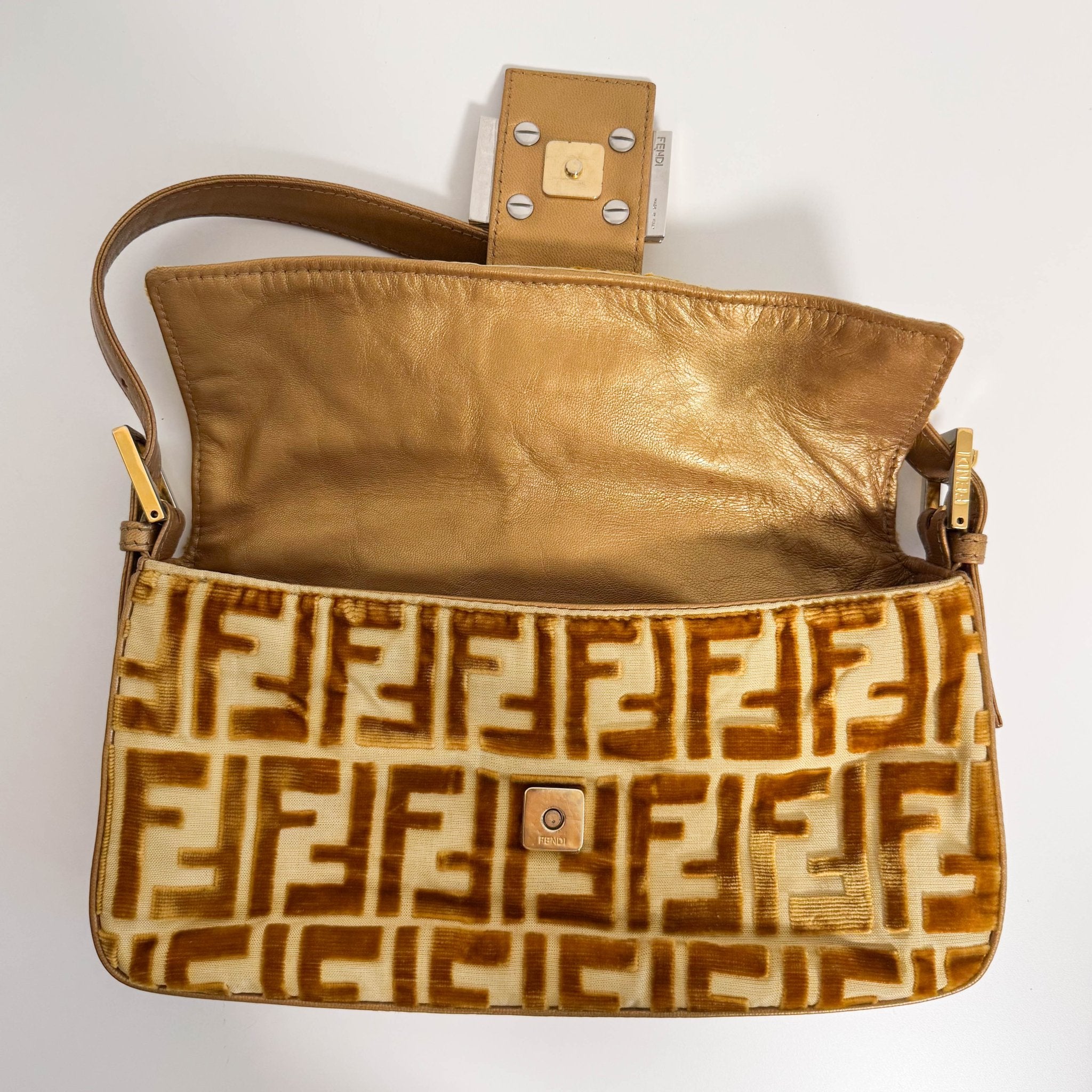 FENDI Baguette Golg Velvet Shoulder Bag, in , Sold by HIVE PRELOVED - Shoulder Bags, ,