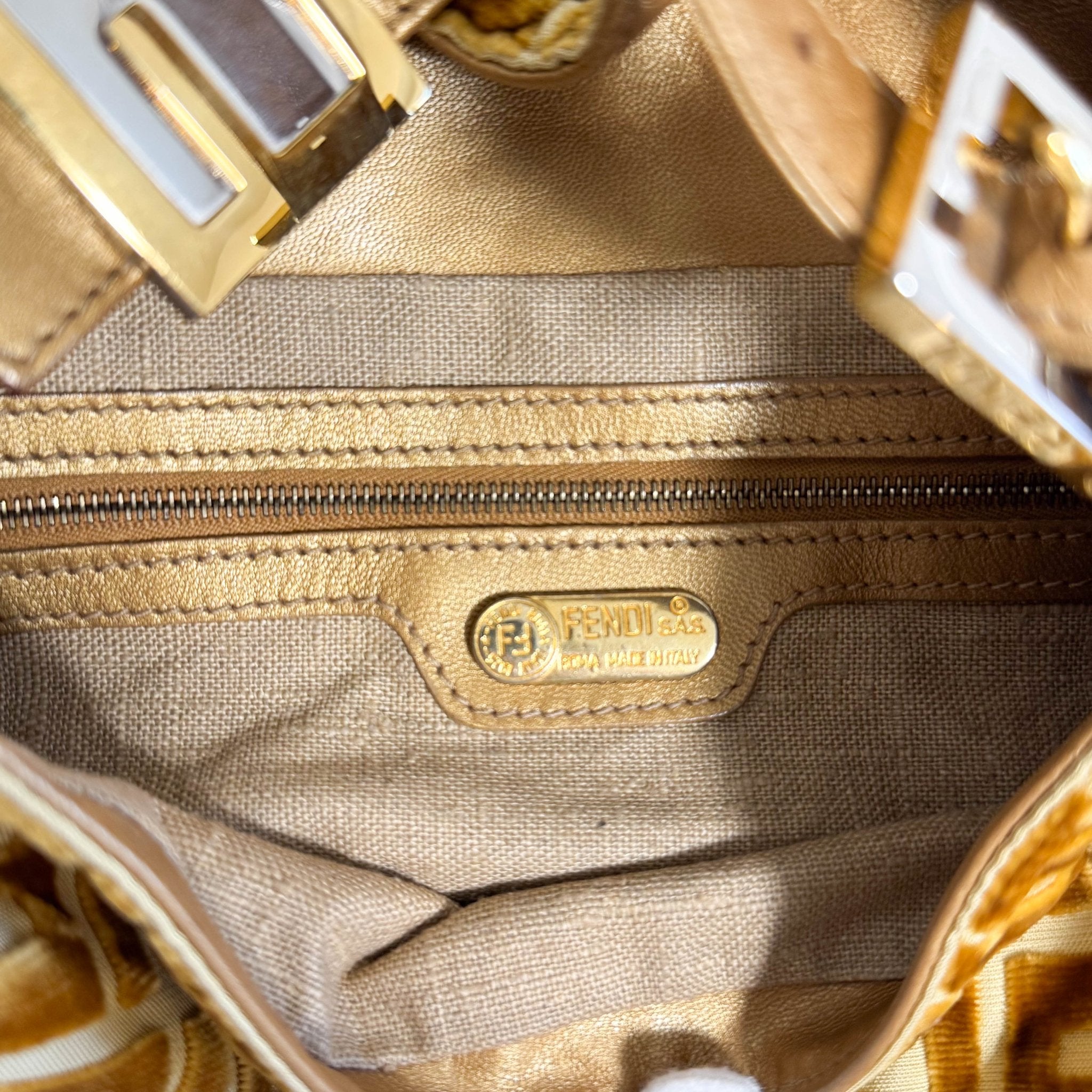 FENDI Baguette Golg Velvet Shoulder Bag, in , Sold by HIVE PRELOVED - Shoulder Bags, ,