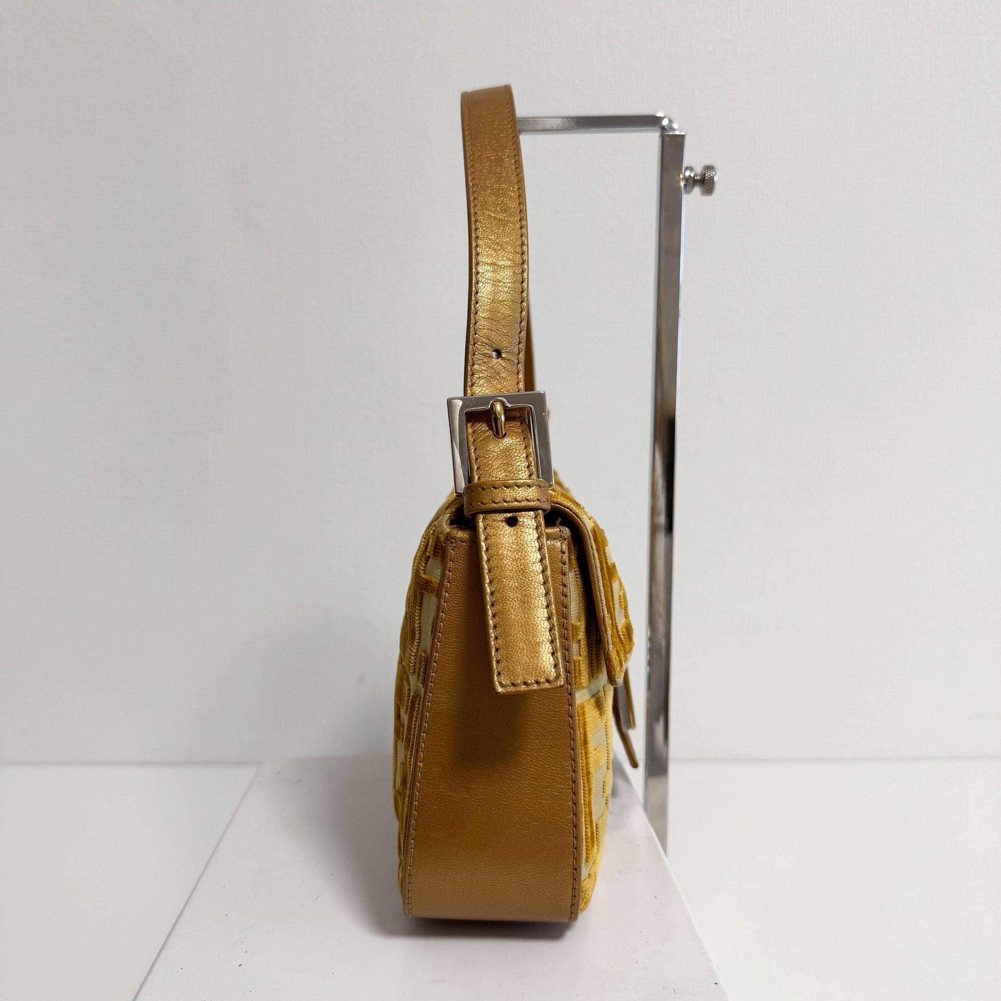 FENDI Baguette Golg Velvet Shoulder Bag, in , Sold by HIVE PRELOVED - Shoulder Bags, ,