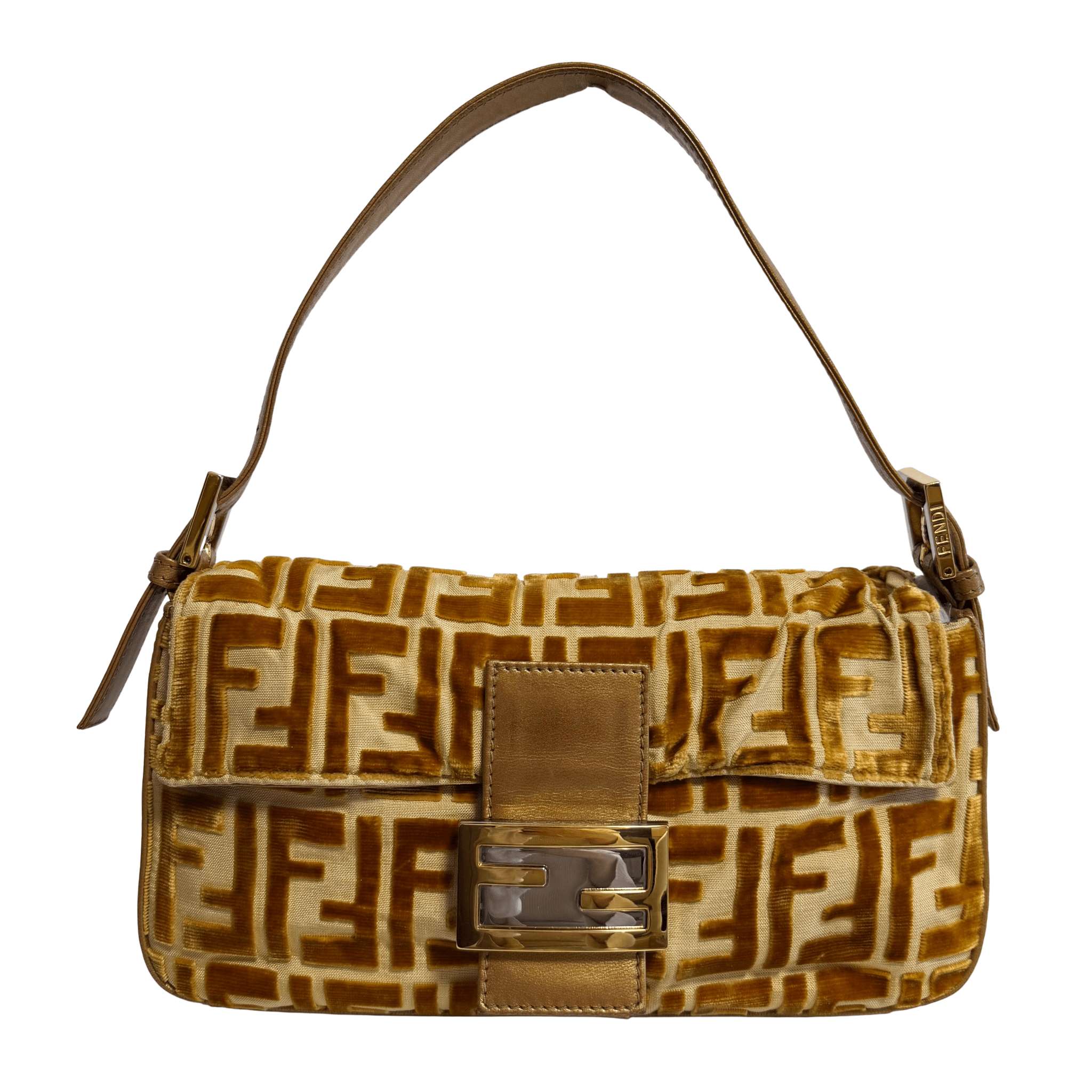 FENDI Baguette Golg Velvet Shoulder Bag, in , Sold by HIVE PRELOVED - Shoulder Bags, ,
