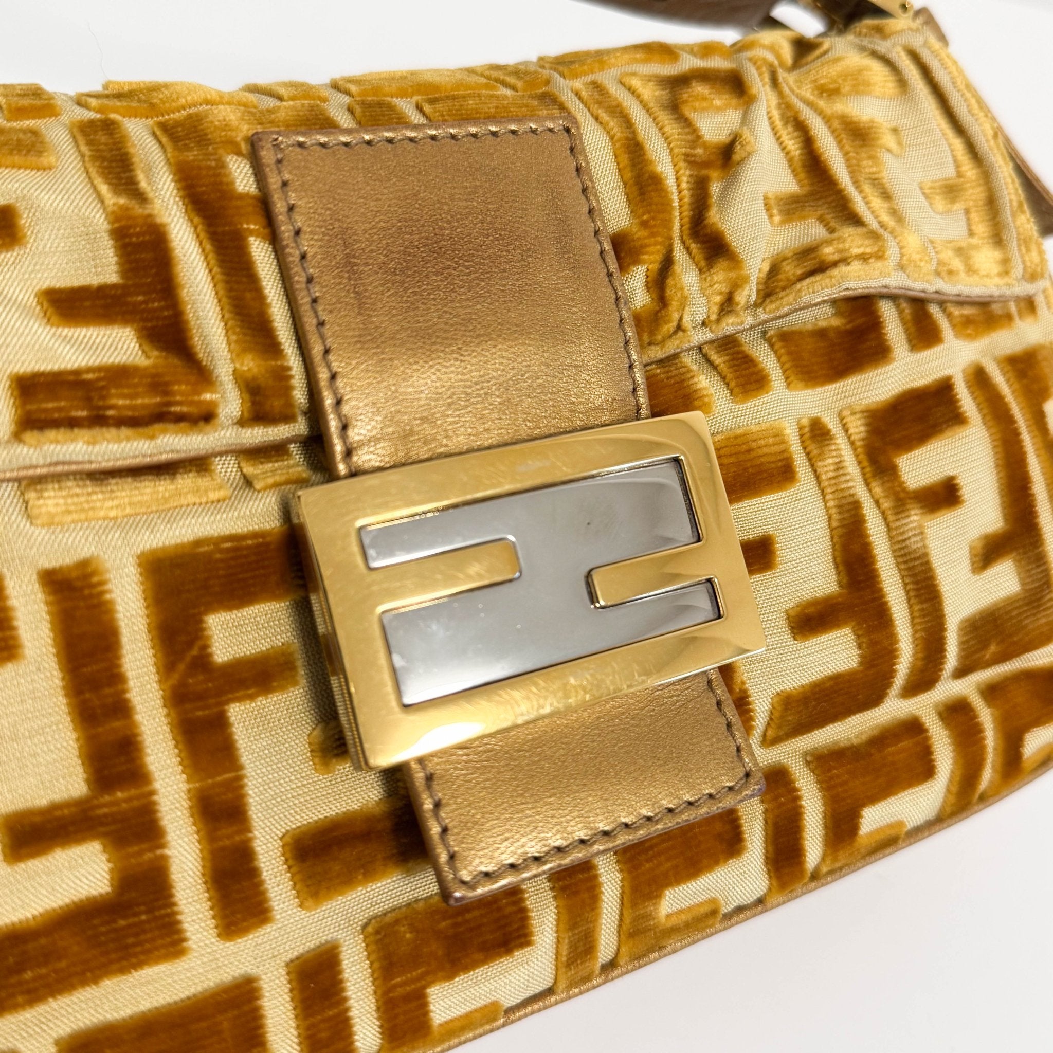 FENDI Baguette Golg Velvet Shoulder Bag, in , Sold by HIVE PRELOVED - Shoulder Bags, ,