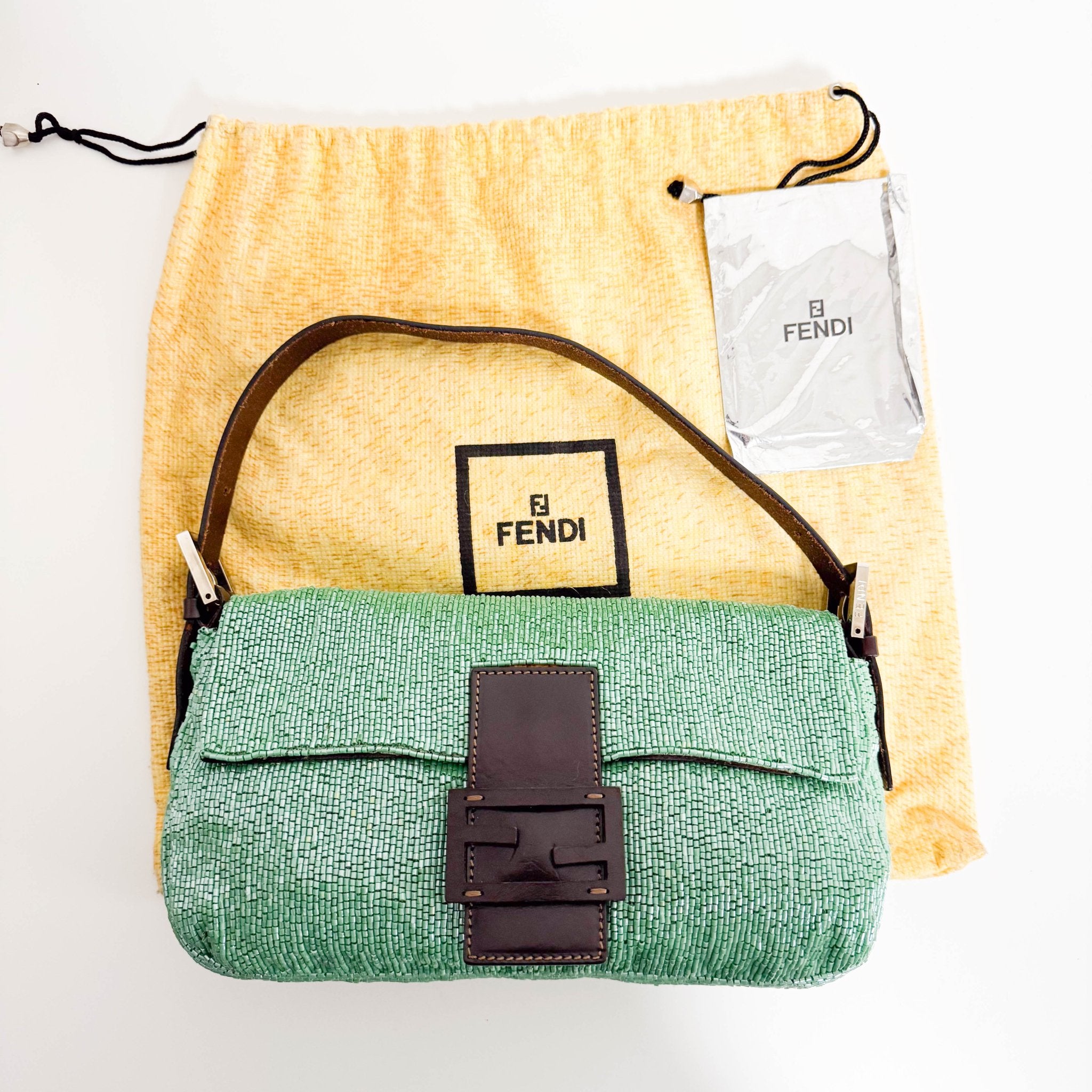 FENDI Baguette Green Beaded Shoulder Bag, in , Sold by HIVE PRELOVED - Shoulder Bags, ,