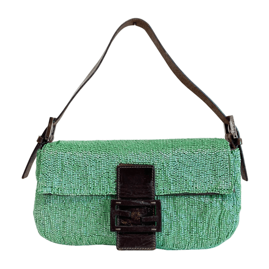FENDI Baguette Green Beaded Shoulder Bag, in , Sold by HIVE PRELOVED - Shoulder Bags, ,