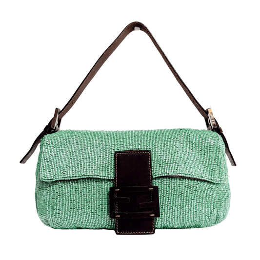 FENDI Baguette Green Beaded Shoulder Bag, in , Sold by HIVE PRELOVED - Shoulder Bags, ,