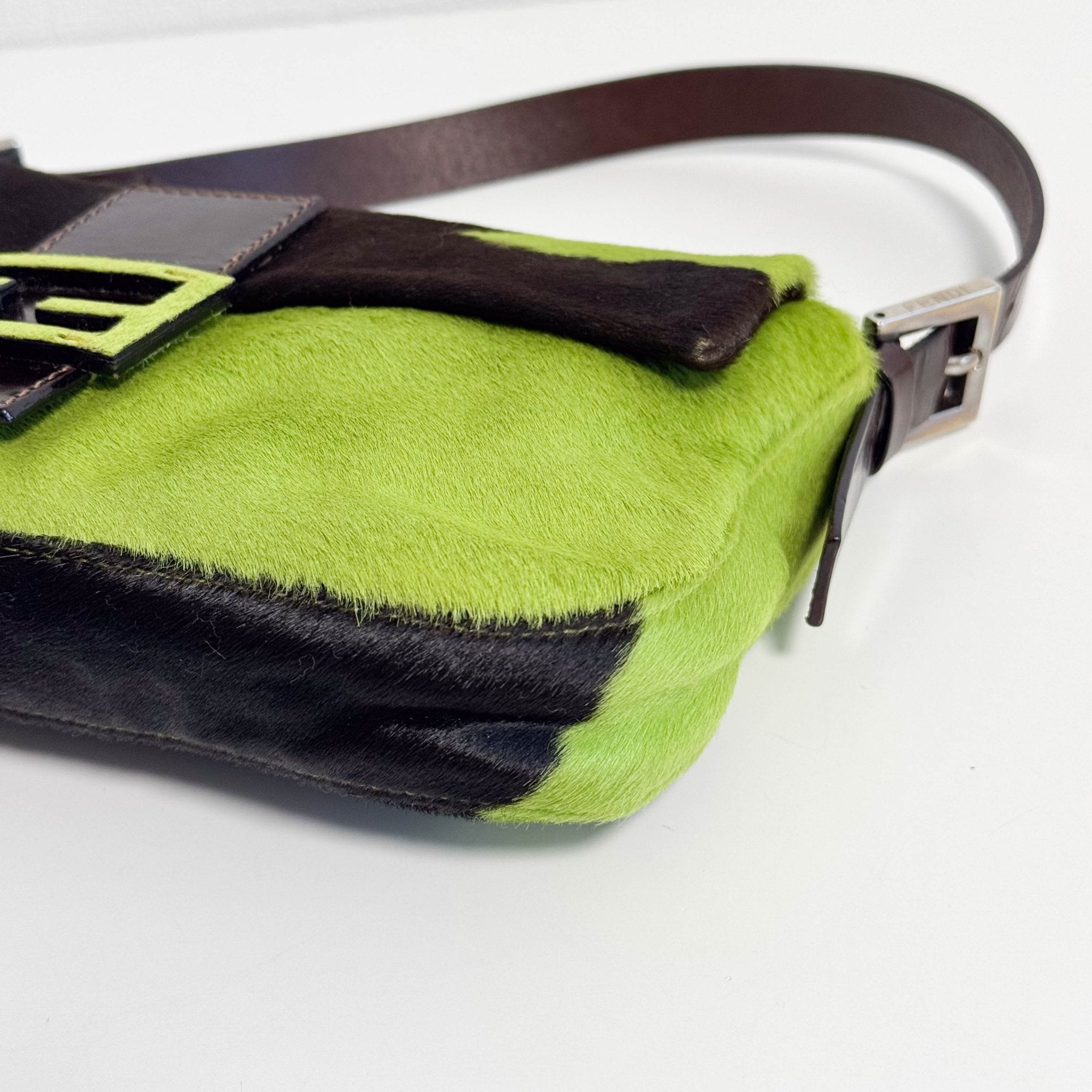 FENDI Baguette Green Pony Hair Shoulder Bag, in , Sold by HIVE PRELOVED - Shoulder Bags, ,