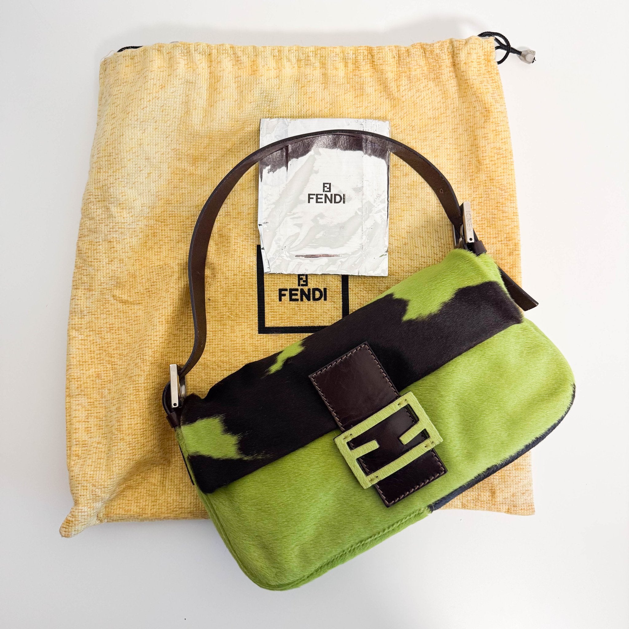 FENDI Baguette Green Pony Hair Shoulder Bag, in , Sold by HIVE PRELOVED - Shoulder Bags, ,