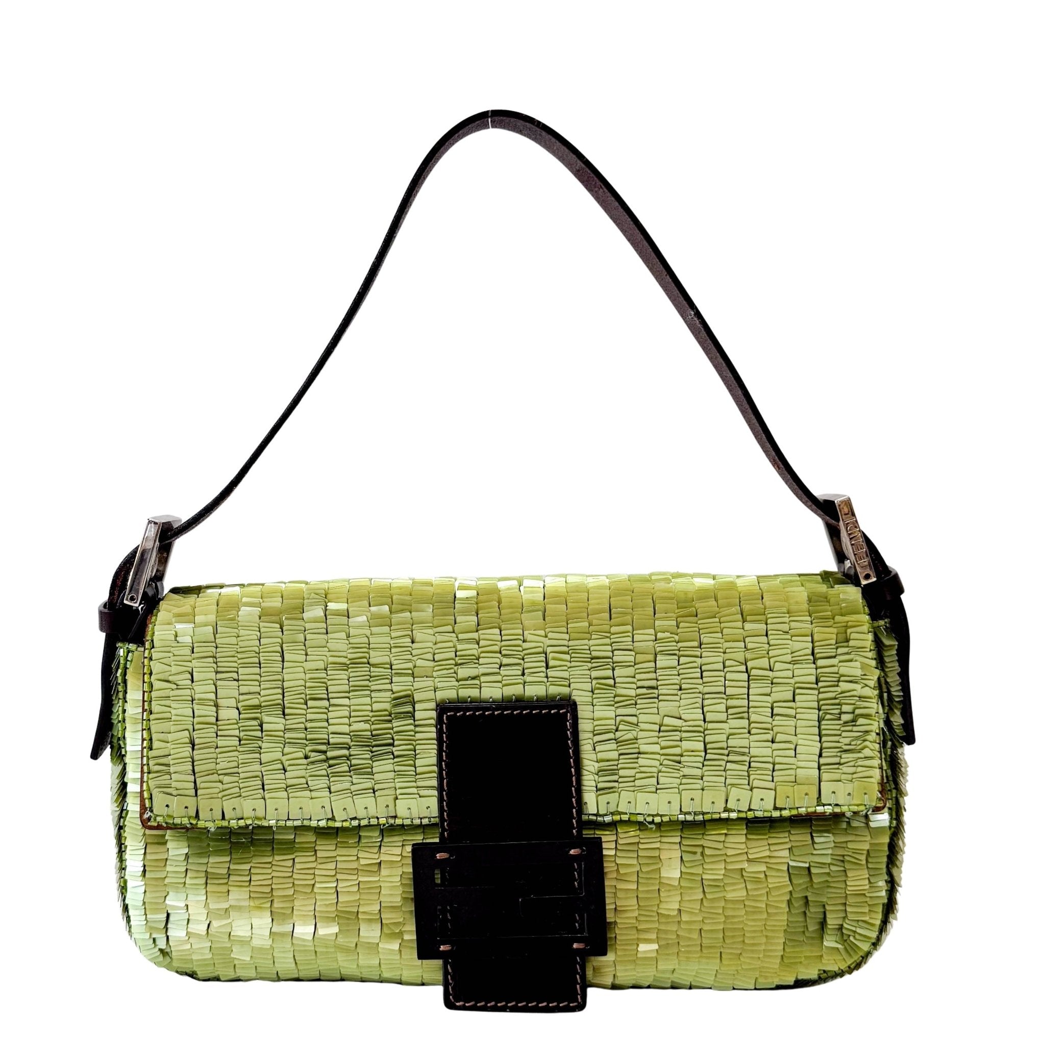 FENDI Baguette Green Sequin Shoulder Bag, in , Sold by HIVE PRELOVED - Shoulder Bags, ,