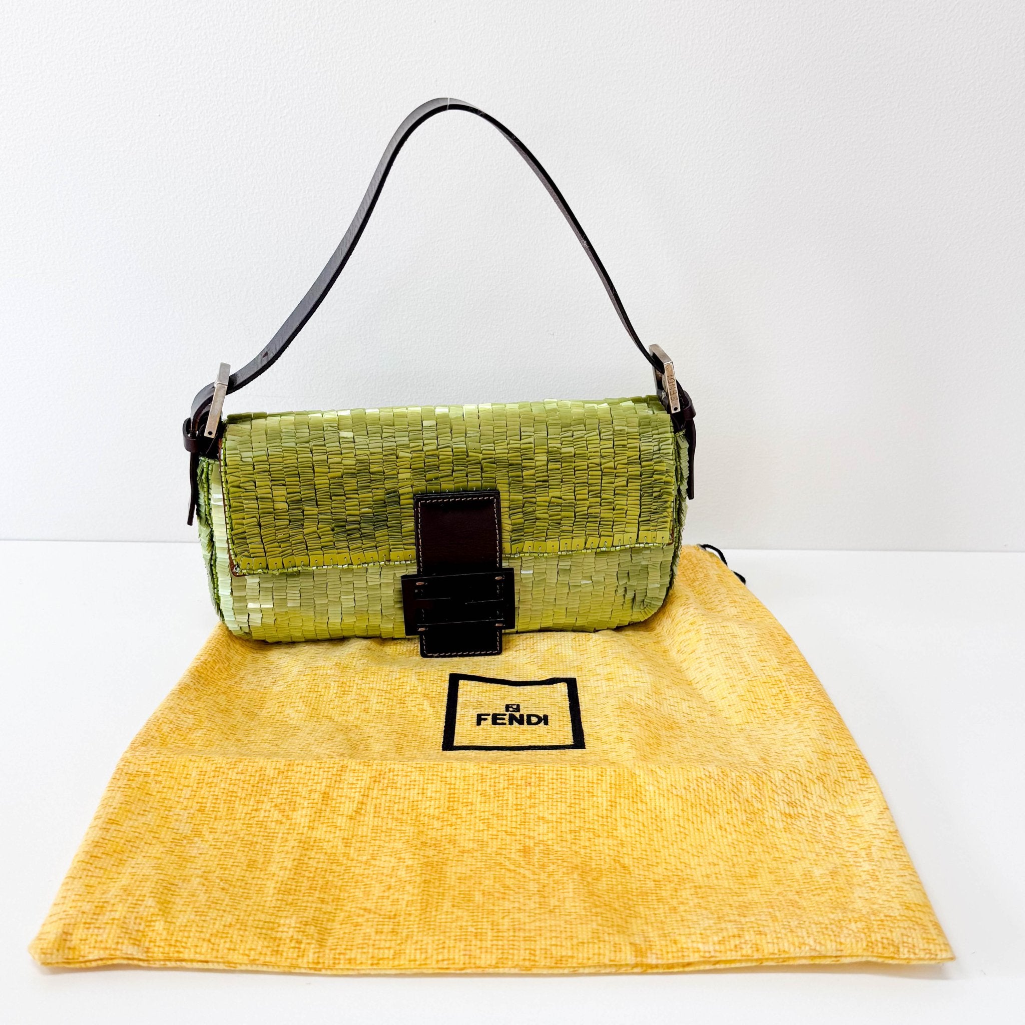 FENDI Baguette Green Sequin Shoulder Bag, in , Sold by HIVE PRELOVED - Shoulder Bags, ,