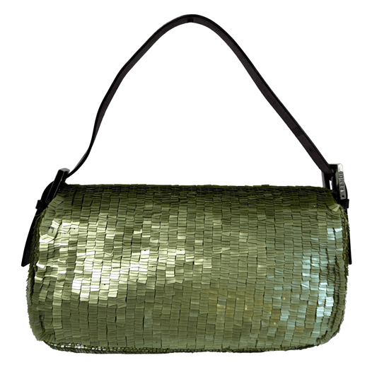 FENDI Baguette Green Sequin Shoulder Bag, in , Sold by HIVE PRELOVED - Shoulder Bags, ,