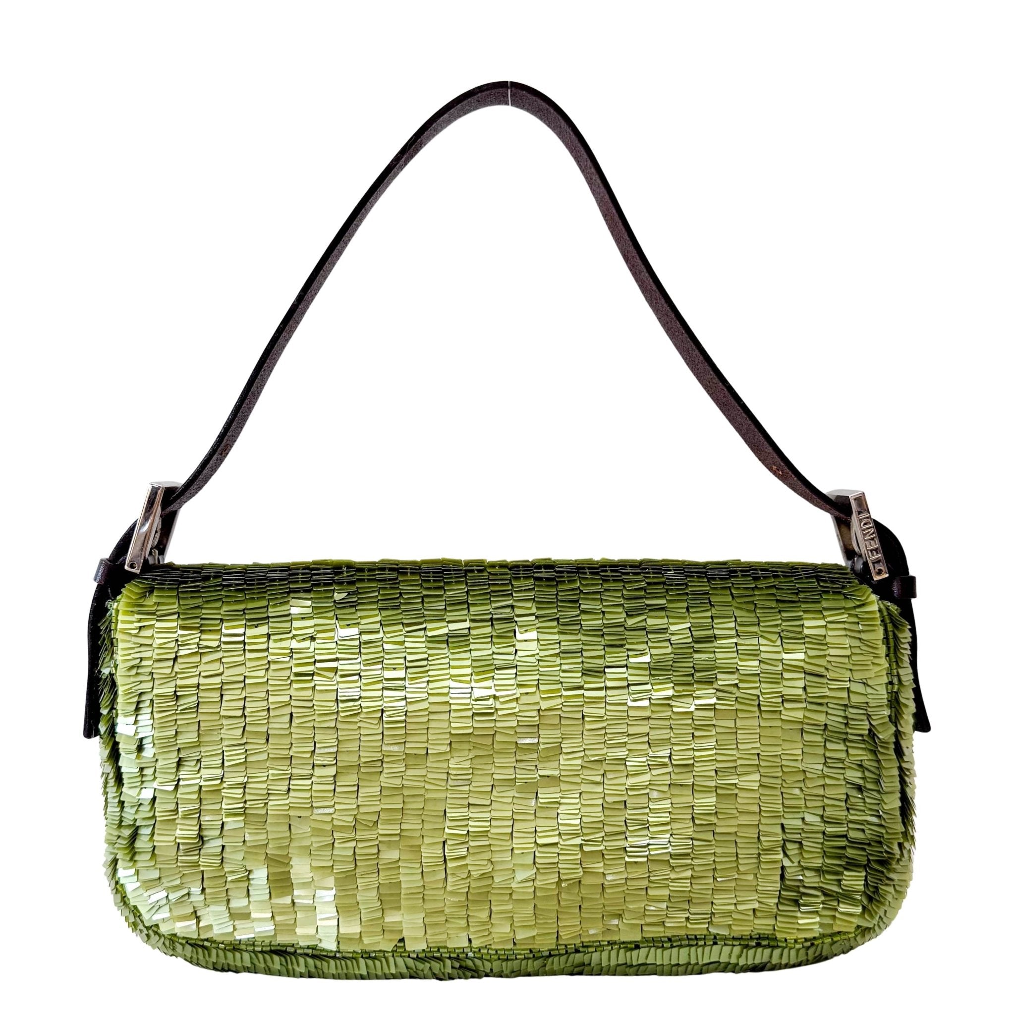 FENDI Baguette Green Sequin Shoulder Bag, in , Sold by HIVE PRELOVED - Shoulder Bags, ,