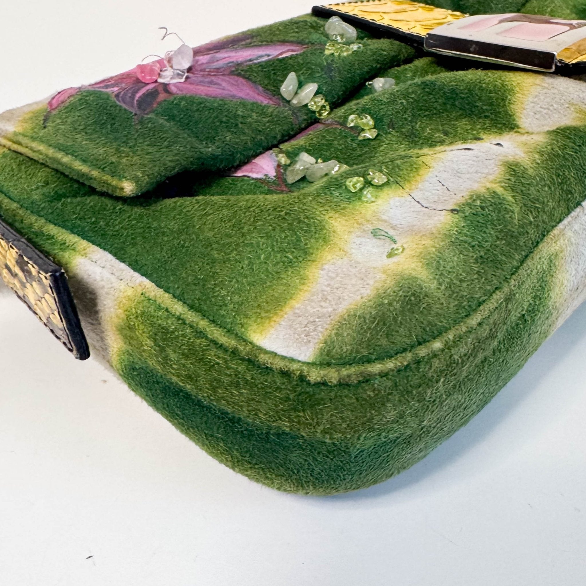FENDI Baguette Green Suede Flower Design Shoulder Bag, in , Sold by HIVE PRELOVED - Shoulder Bags, ,