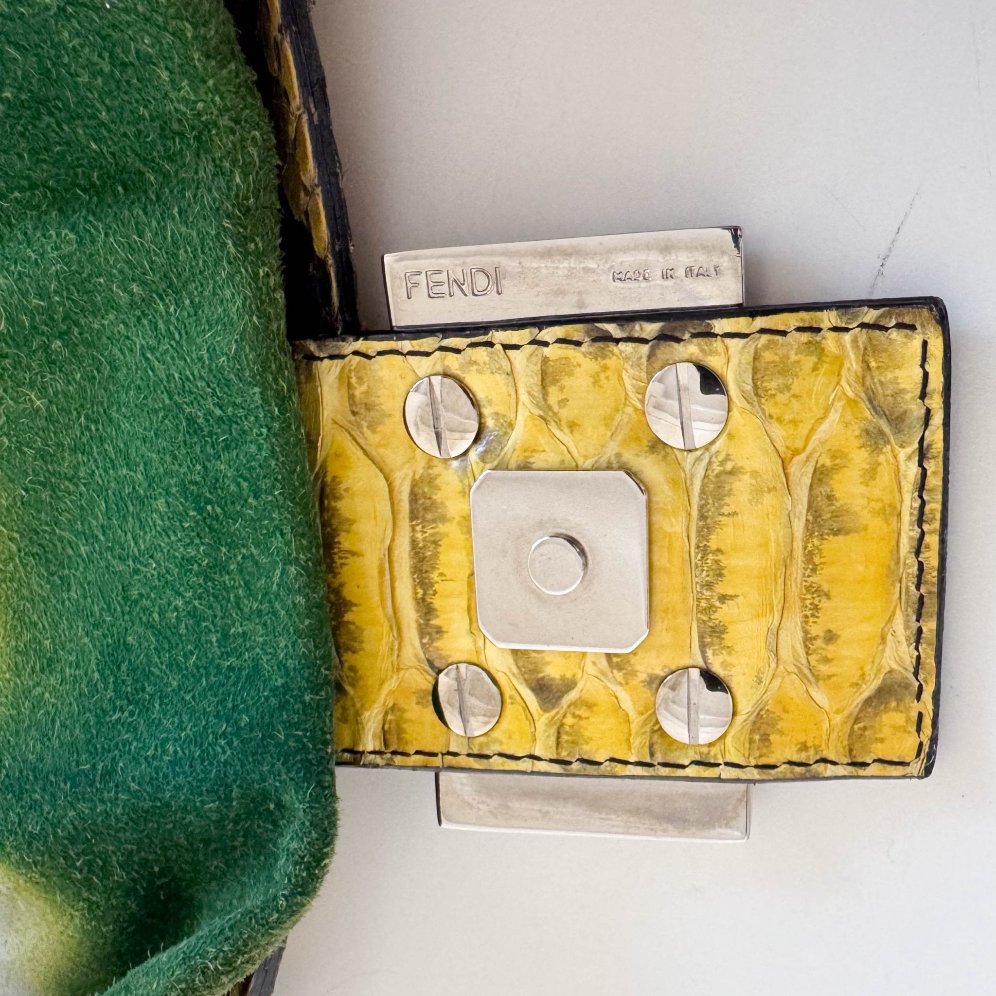 FENDI Baguette Green Suede Flower Design Shoulder Bag, in , Sold by HIVE PRELOVED - Shoulder Bags, ,