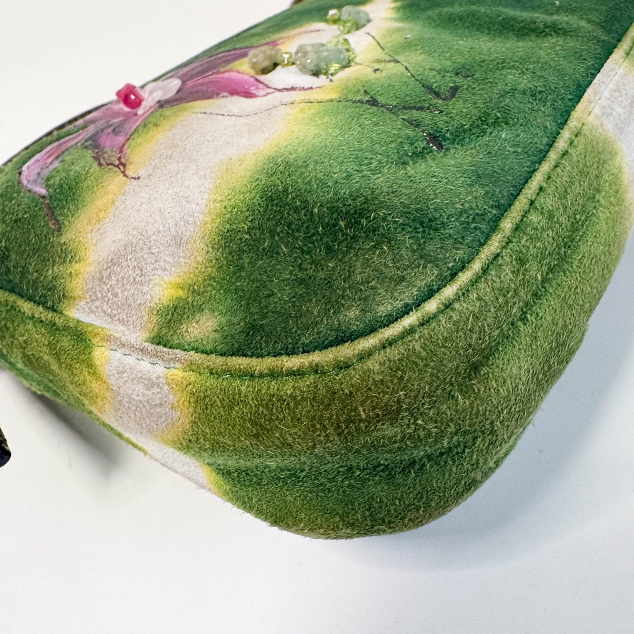 FENDI Baguette Green Suede Flower Design Shoulder Bag, in , Sold by HIVE PRELOVED - Shoulder Bags, ,