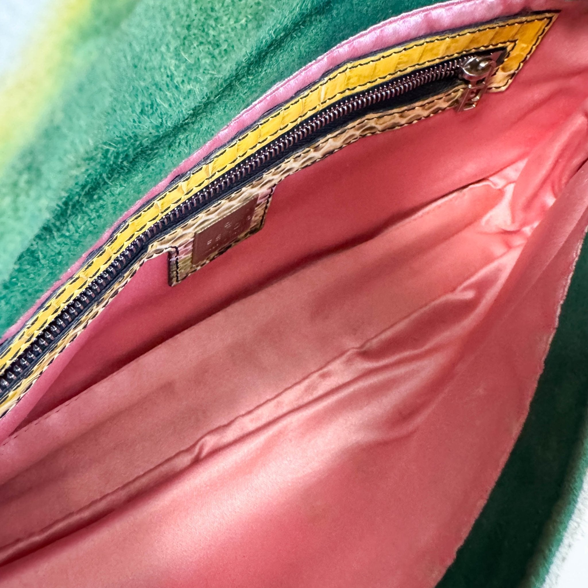 FENDI Baguette Green Suede Flower Design Shoulder Bag, in , Sold by HIVE PRELOVED - Shoulder Bags, ,