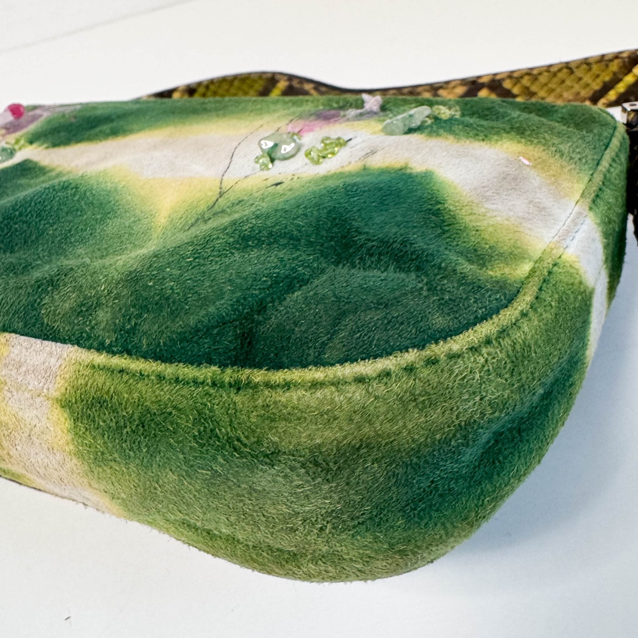 FENDI Baguette Green Suede Flower Design Shoulder Bag, in , Sold by HIVE PRELOVED - Shoulder Bags, ,