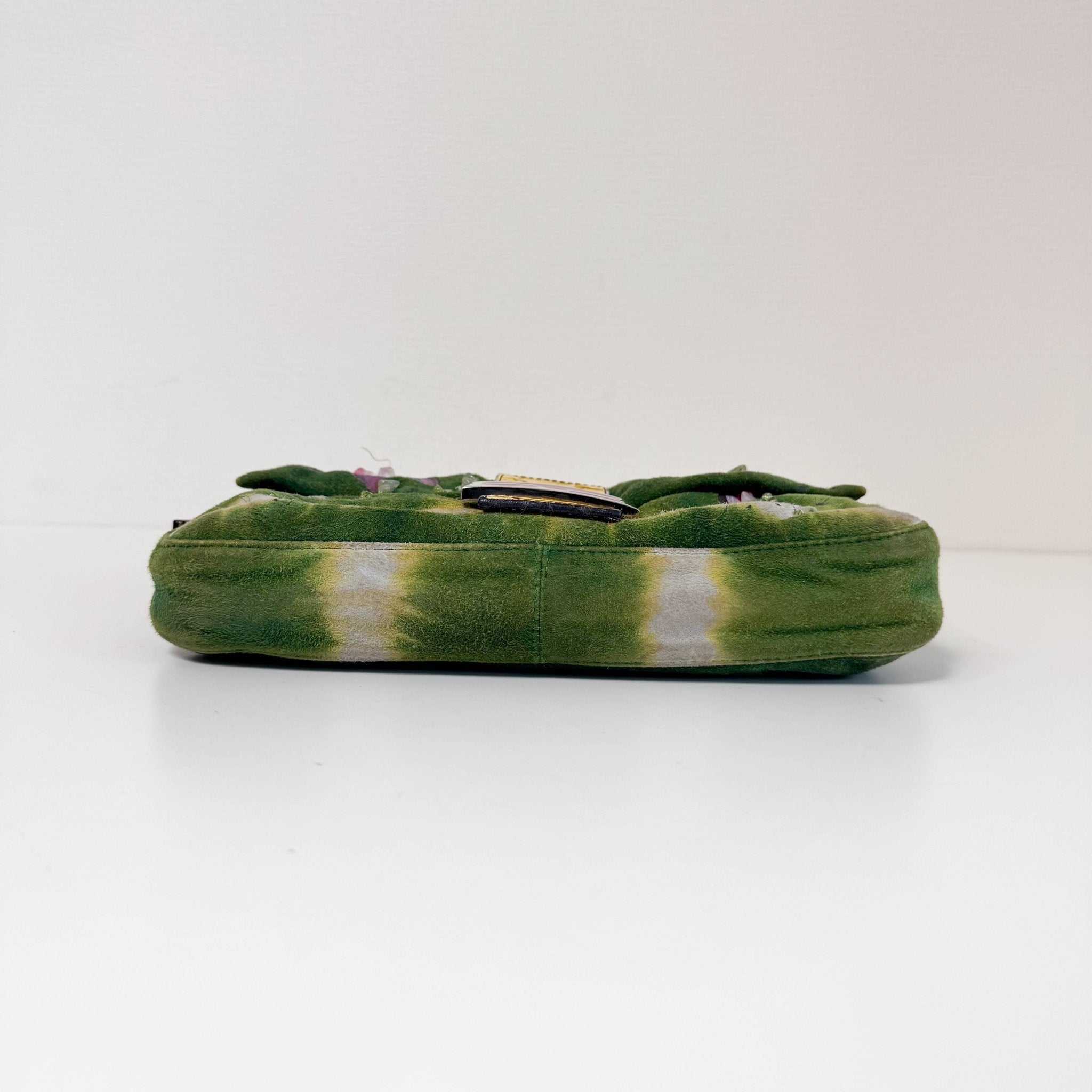 FENDI Baguette Green Suede Flower Design Shoulder Bag, in , Sold by HIVE PRELOVED - Shoulder Bags, ,
