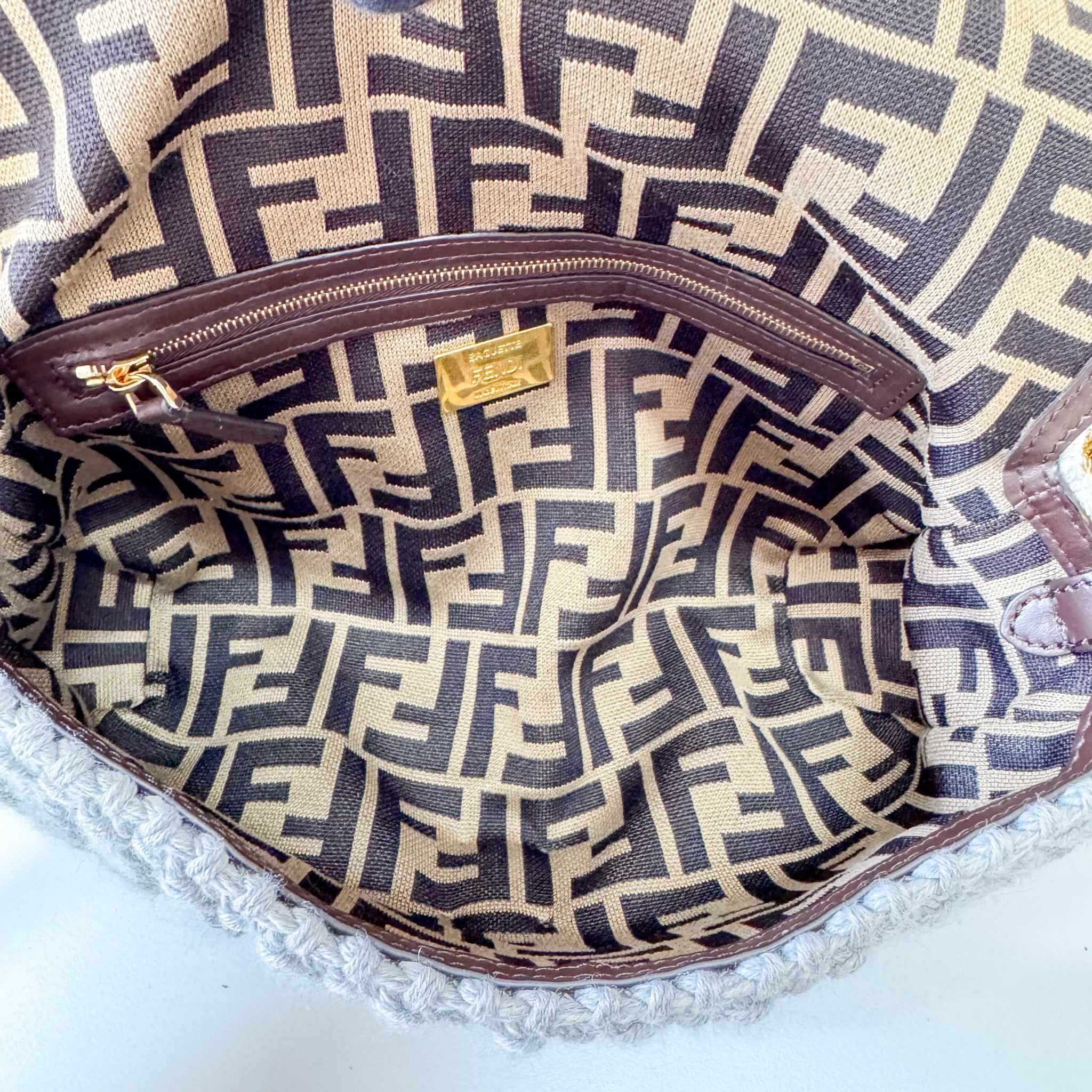 FENDI Baguette Grey Braided Wool with Zucca Interior Lining Shoulder Bag, in , Sold by HIVE PRELOVED - Shoulder Bags, ,