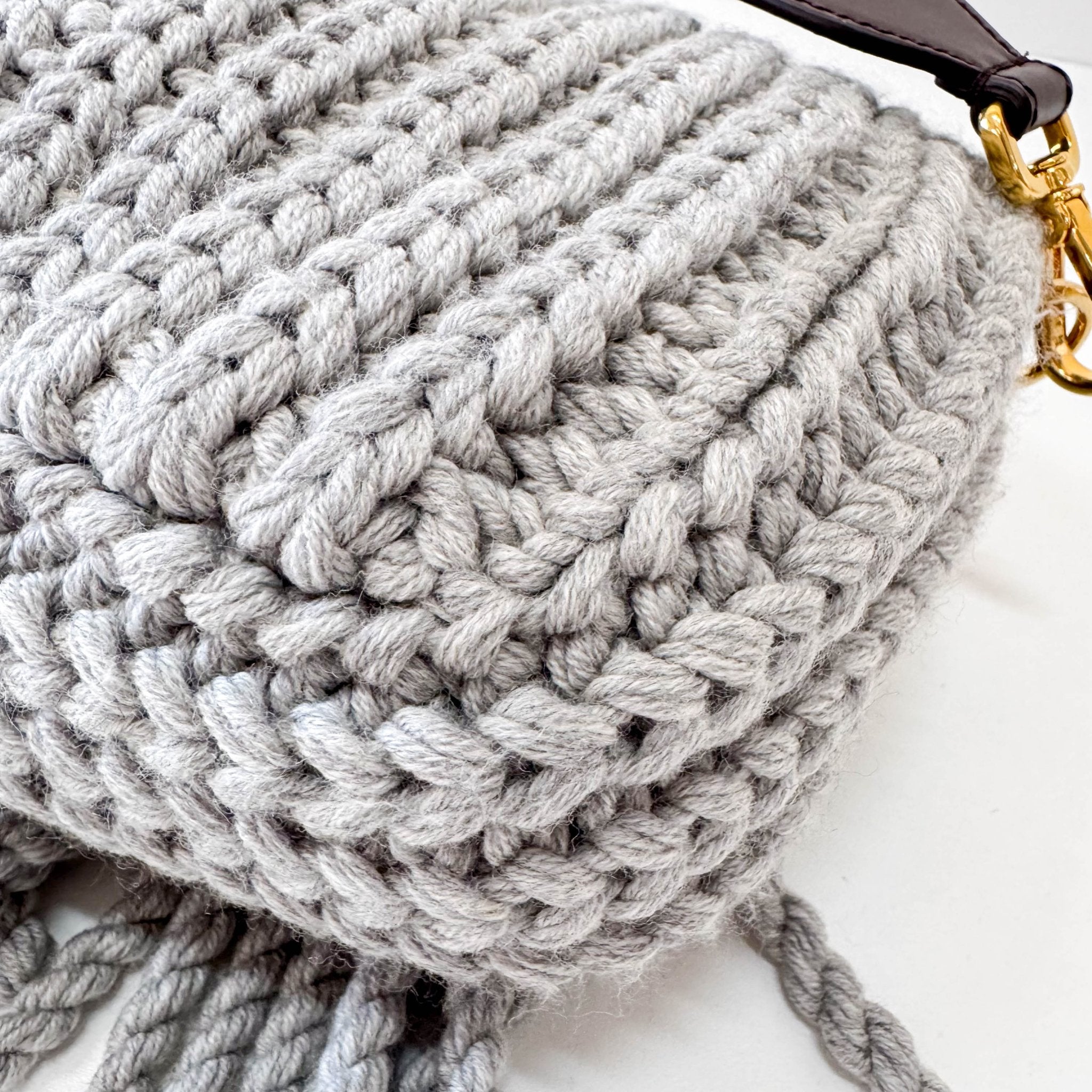 FENDI Baguette Grey Braided Wool with Zucca Interior Lining Shoulder Bag, in , Sold by HIVE PRELOVED - Shoulder Bags, ,