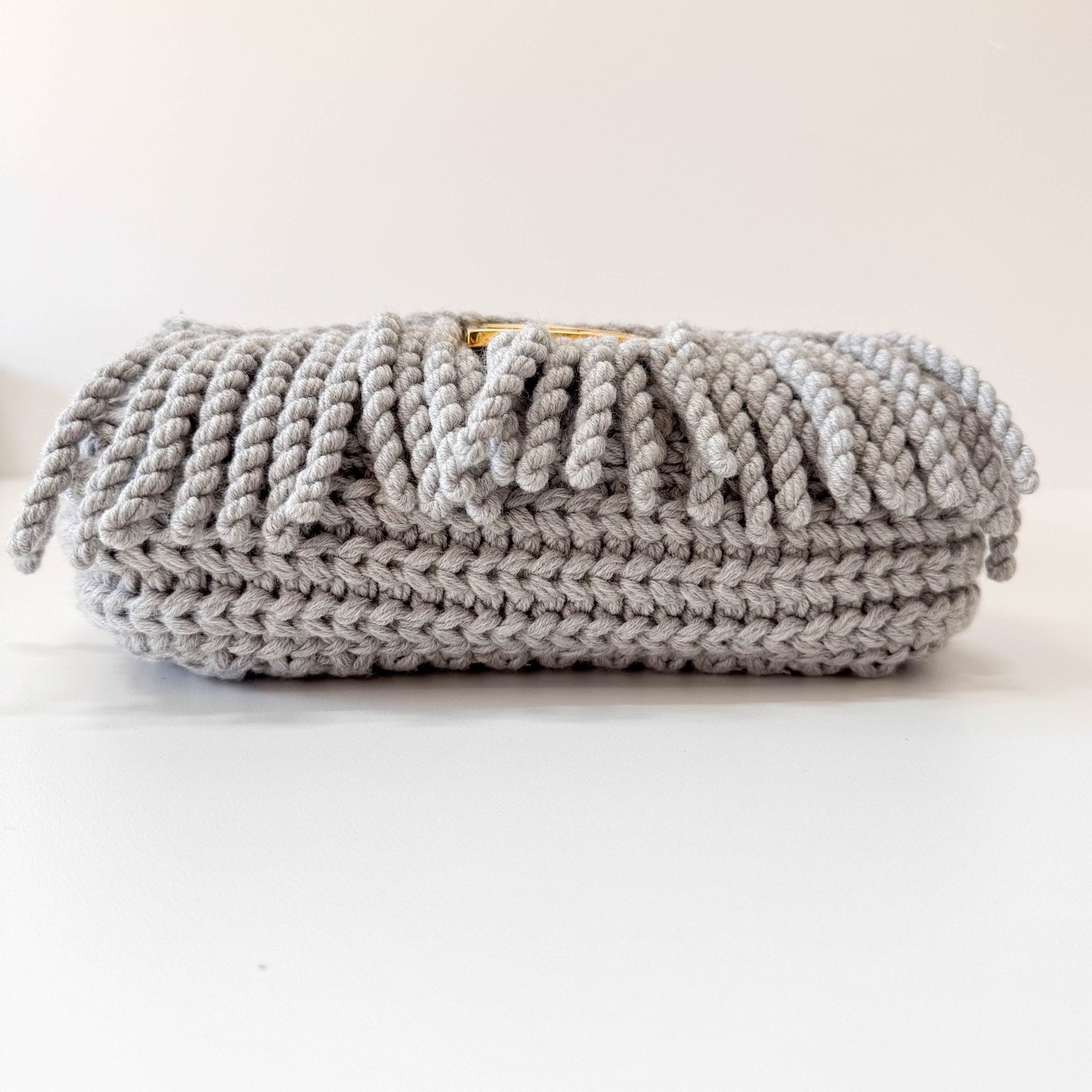 FENDI Baguette Grey Braided Wool with Zucca Interior Lining Shoulder Bag, in , Sold by HIVE PRELOVED - Shoulder Bags, ,