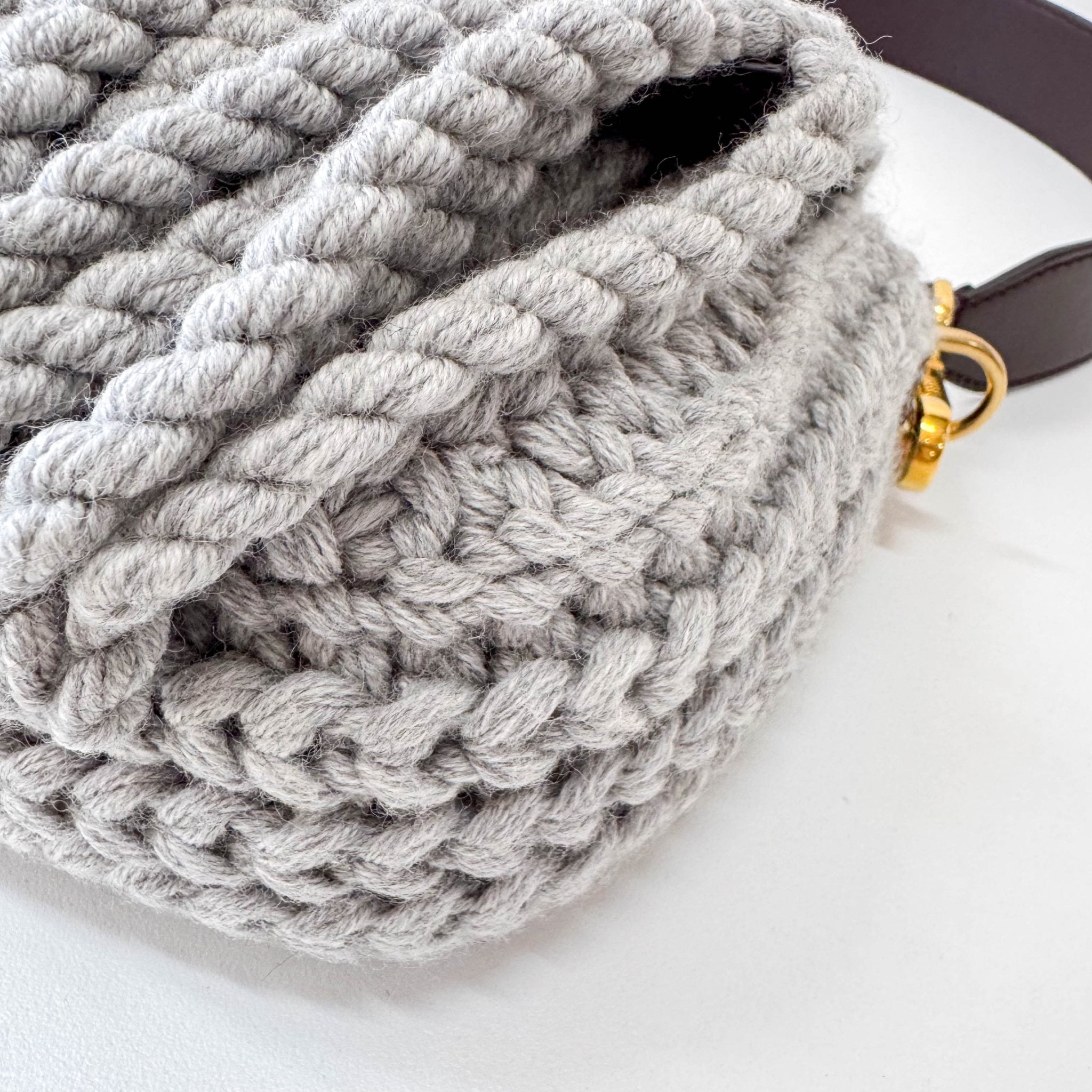 FENDI Baguette Grey Braided Wool with Zucca Interior Lining Shoulder Bag, in , Sold by HIVE PRELOVED - Shoulder Bags, ,