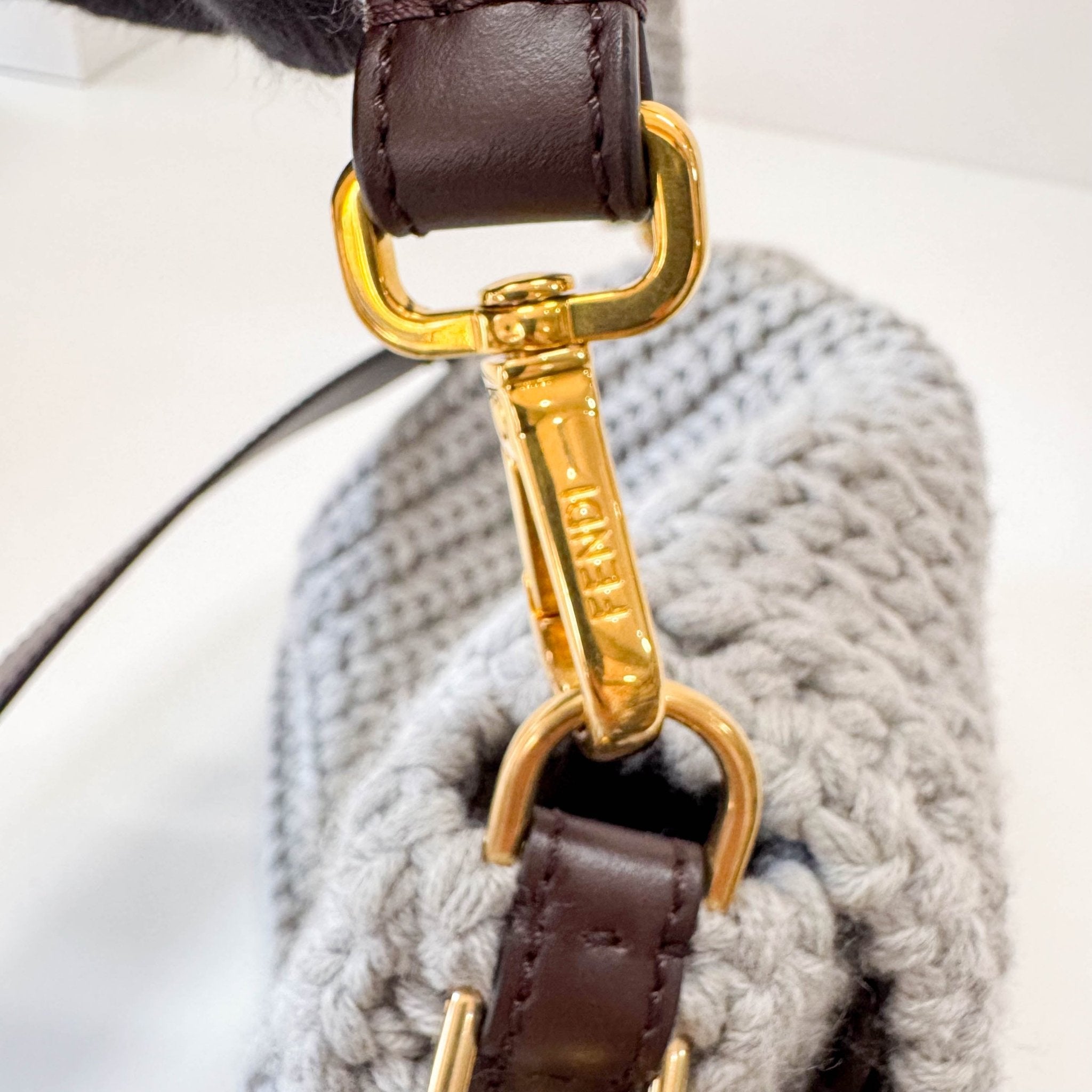 FENDI Baguette Grey Braided Wool with Zucca Interior Lining Shoulder Bag, in , Sold by HIVE PRELOVED - Shoulder Bags, ,