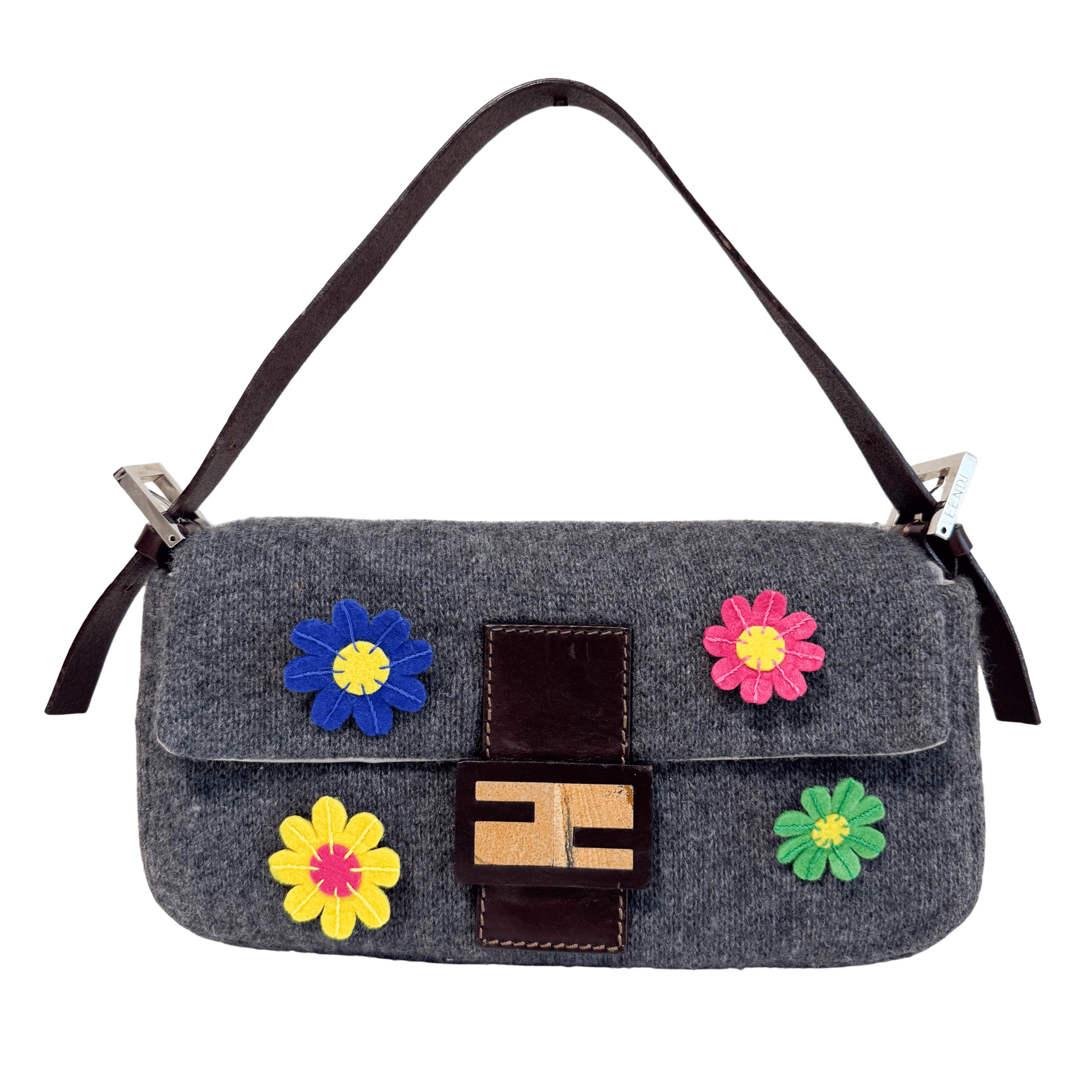 FENDI Baguette Grey Cashmere Shoulder Bag, in , Sold by HIVE PRELOVED - Shoulder Bags, ,