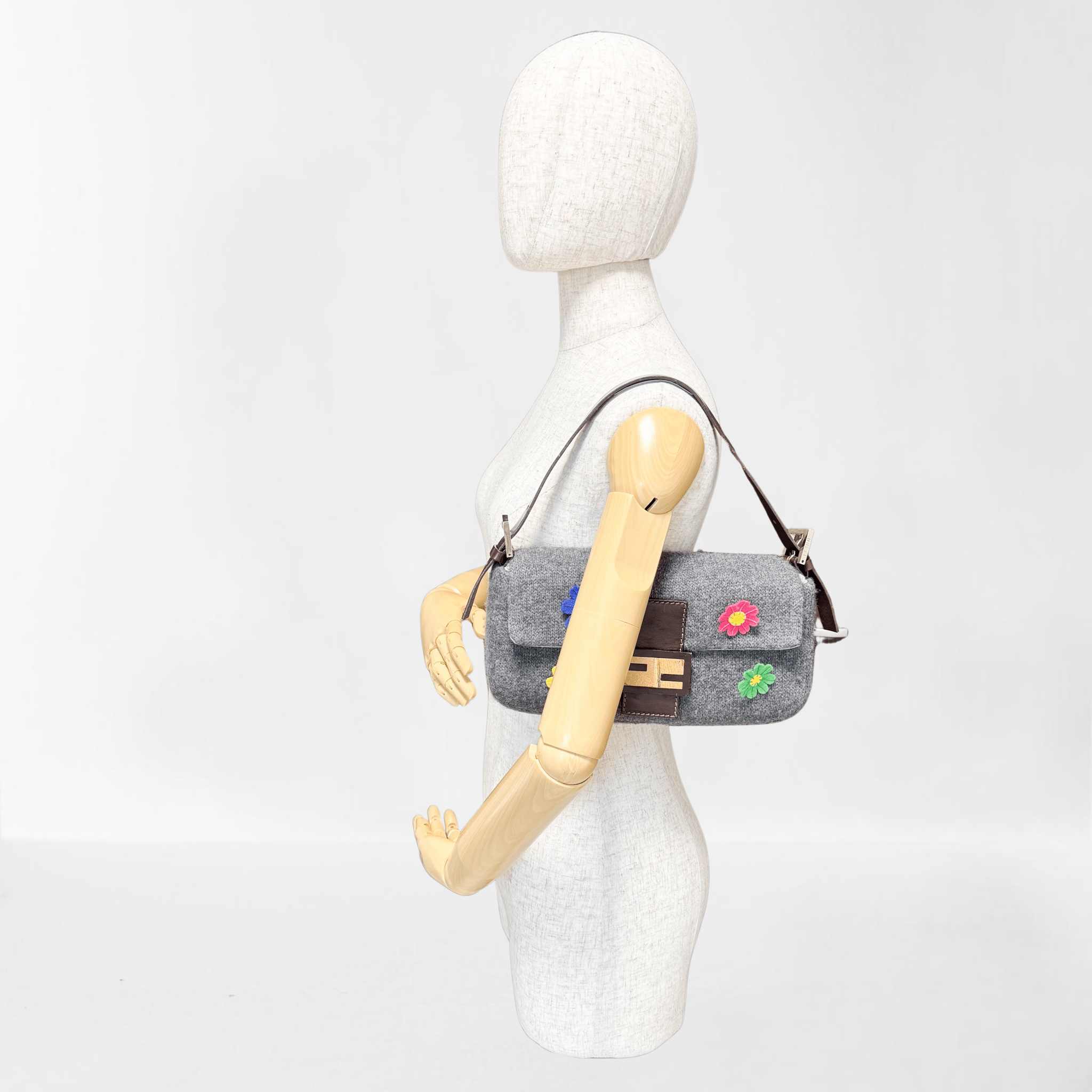 FENDI Baguette Grey Cashmere Shoulder Bag, in , Sold by HIVE PRELOVED - Shoulder Bags, ,