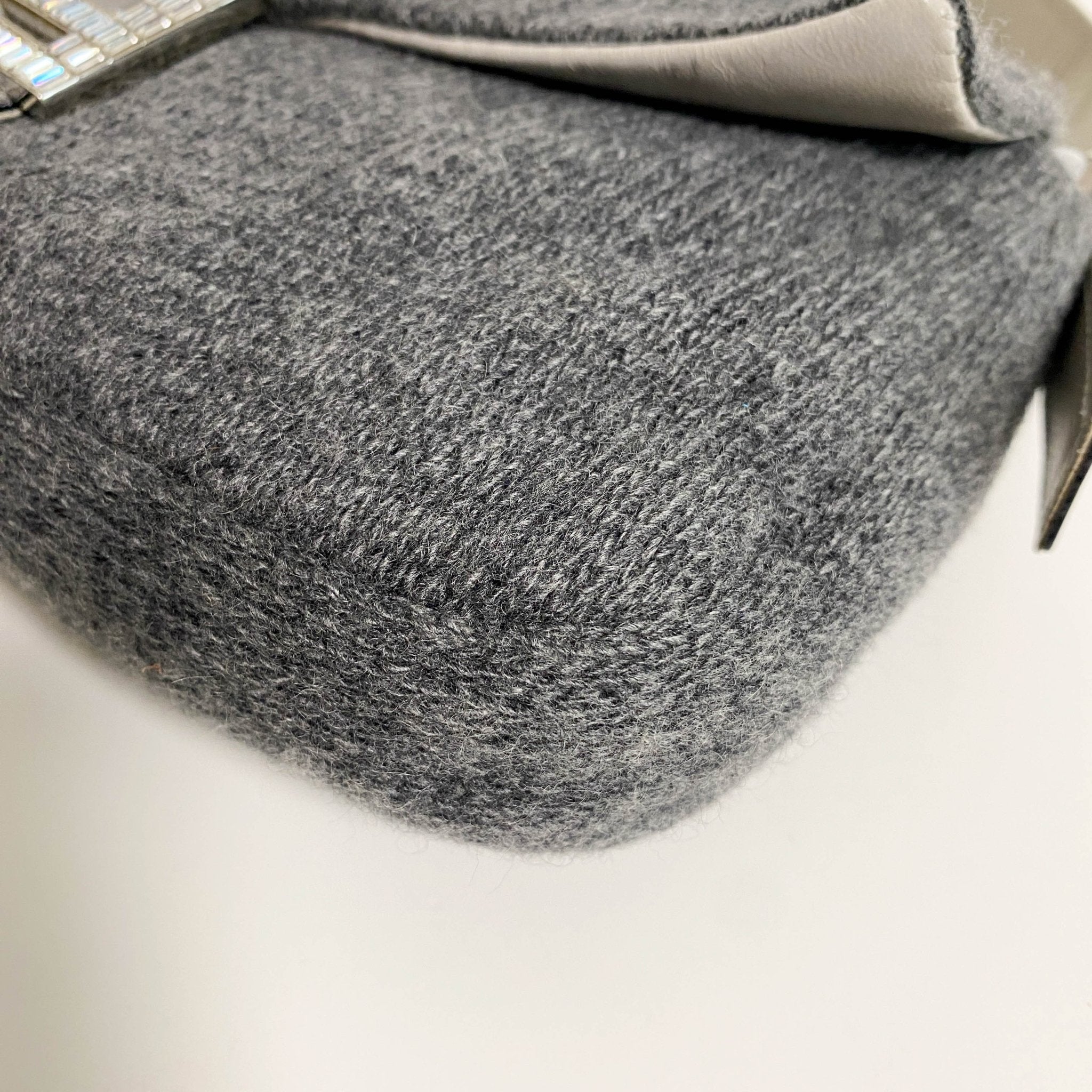 FENDI Baguette Grey Cashmere Shoulder Bag with Rhinestone Hardware, in , Sold by HIVE PRELOVED - Shoulder Bags, ,