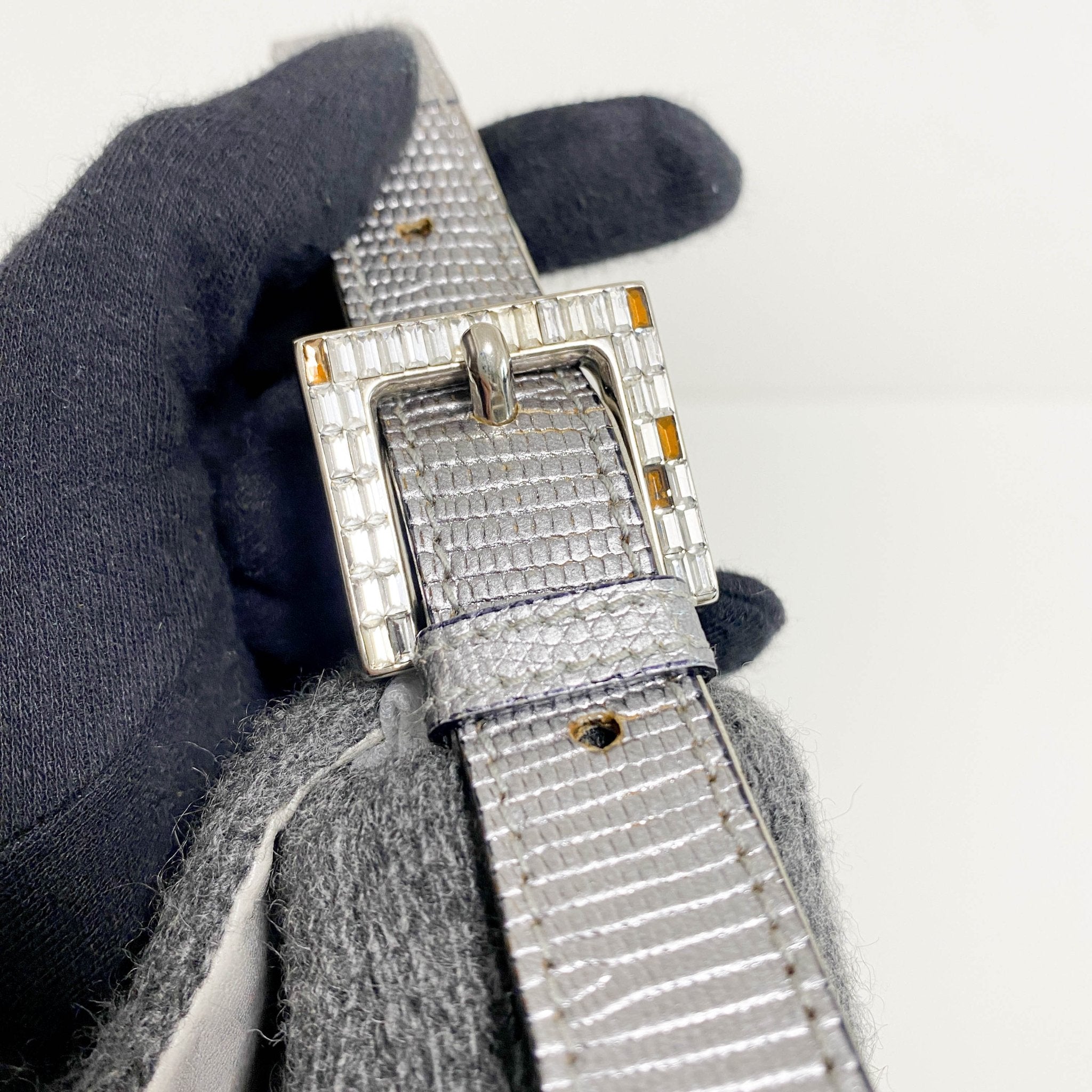 FENDI Baguette Grey Cashmere Shoulder Bag with Rhinestone Hardware, in , Sold by HIVE PRELOVED - Shoulder Bags, ,