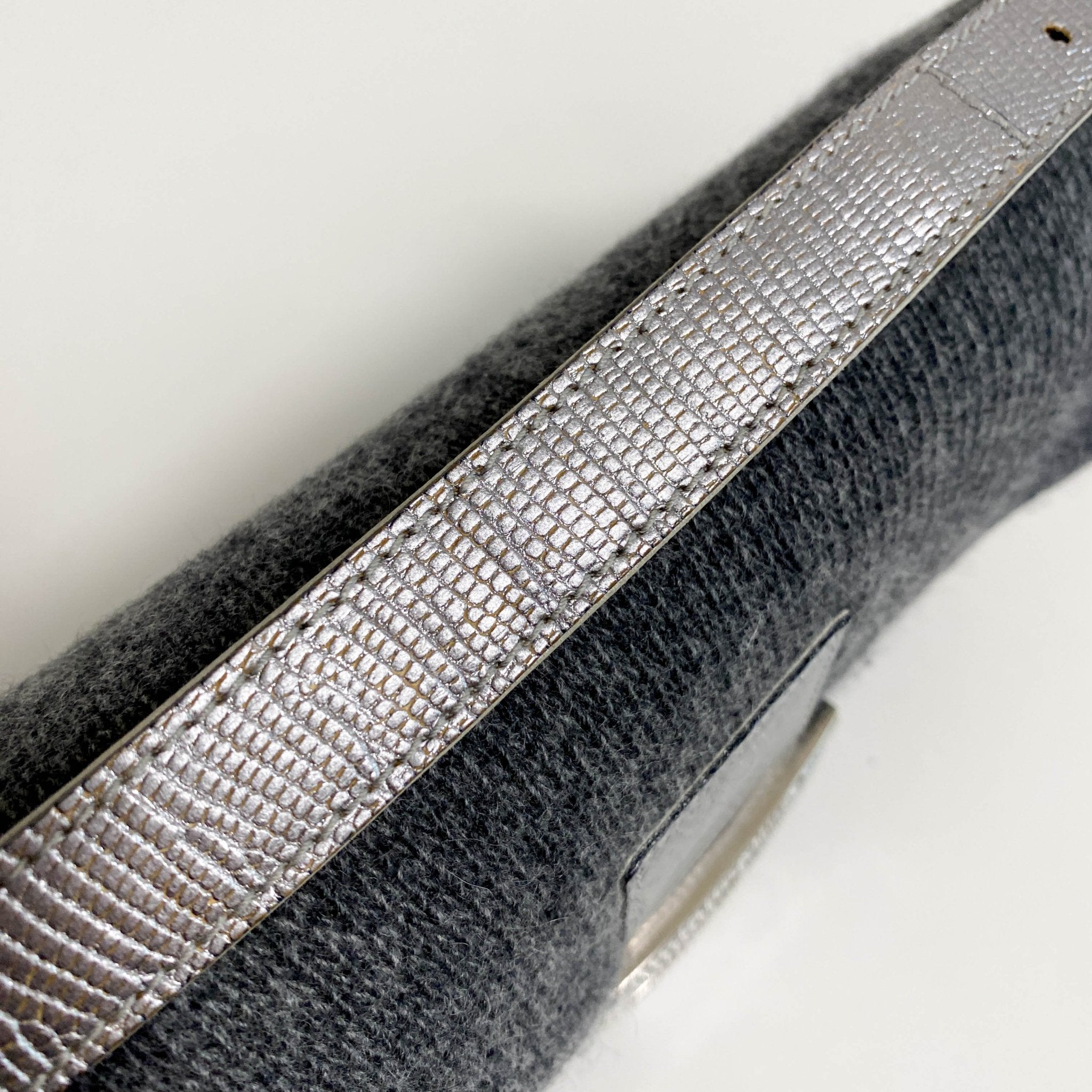 FENDI Baguette Grey Cashmere Shoulder Bag with Rhinestone Hardware, in , Sold by HIVE PRELOVED - Shoulder Bags, ,