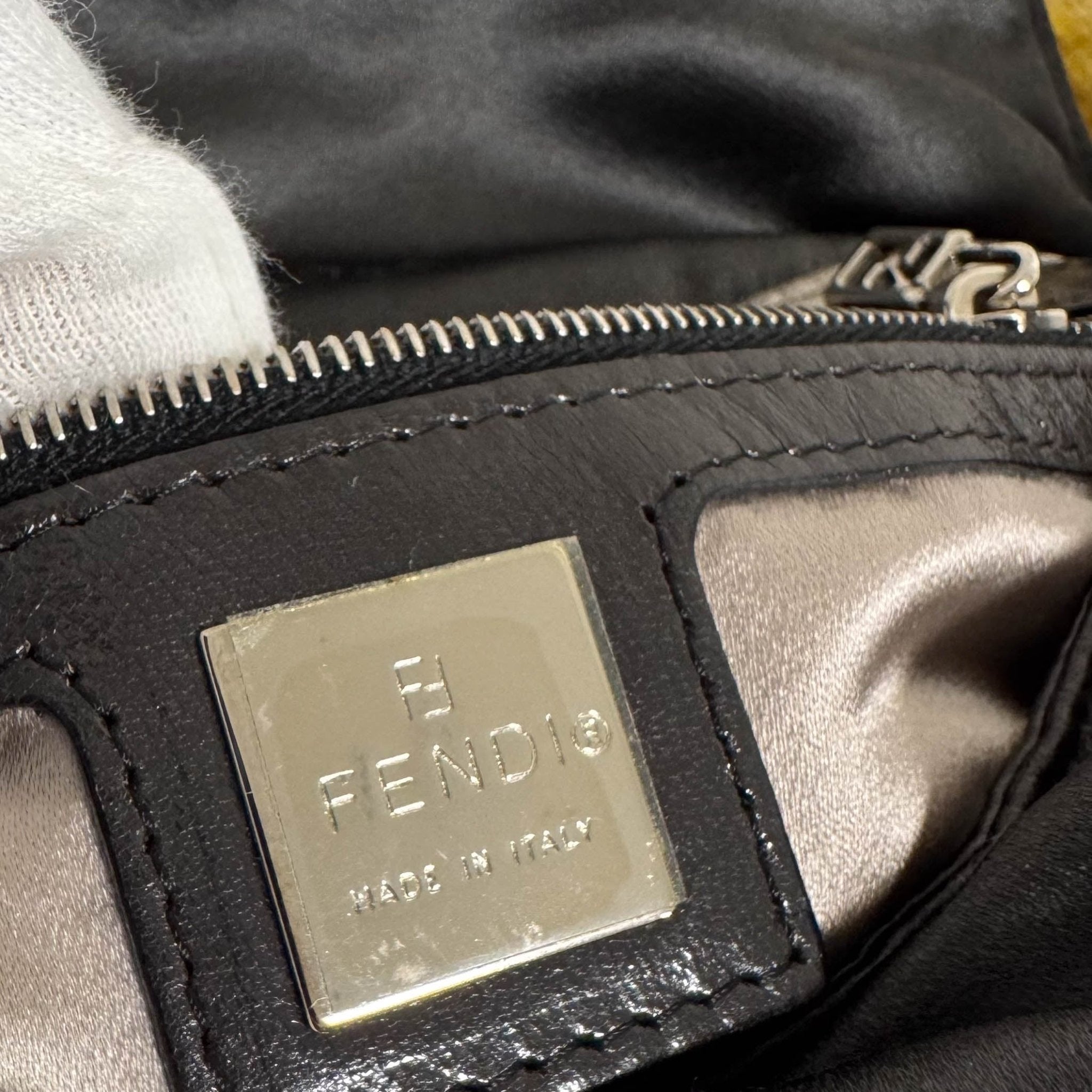 FENDI Baguette Grey Satin Shoulder Bag with Rhinestone Hardware, in , Sold by HIVE PRELOVED - Shoulder Bags, ,