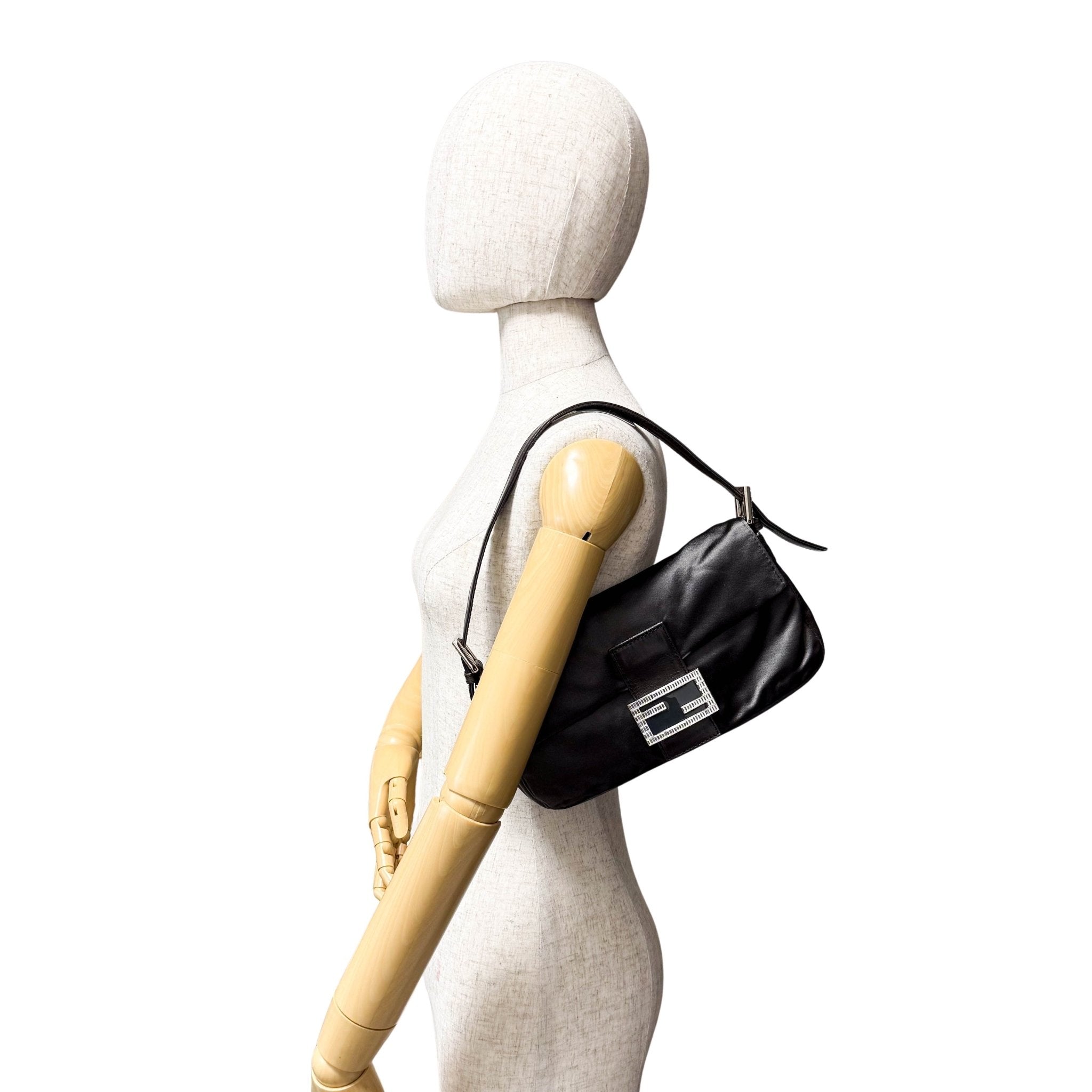 FENDI Baguette Grey Satin Shoulder Bag with Rhinestone Hardware, in , Sold by HIVE PRELOVED - Shoulder Bags, ,