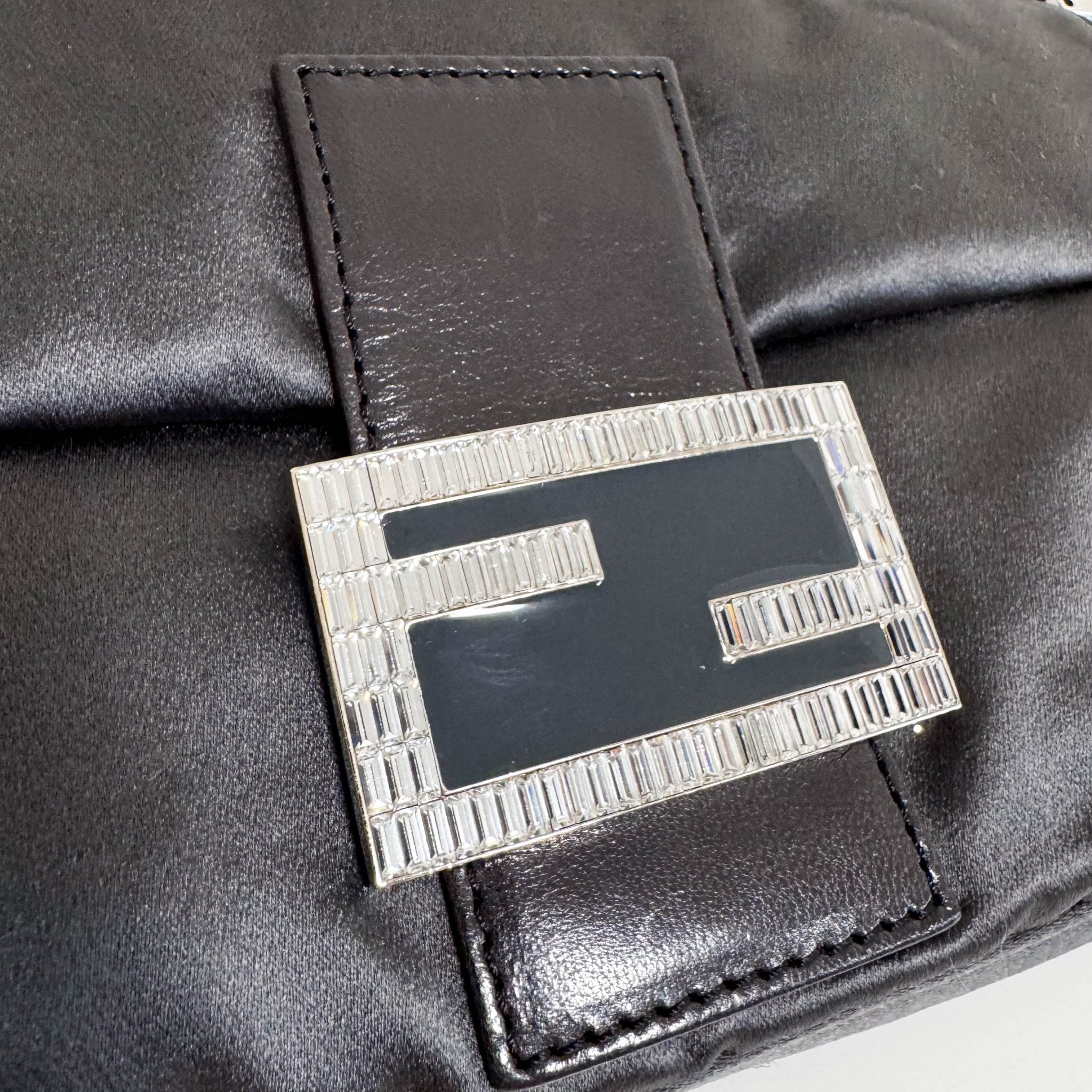 FENDI Baguette Grey Satin Shoulder Bag with Rhinestone Hardware, in , Sold by HIVE PRELOVED - Shoulder Bags, ,