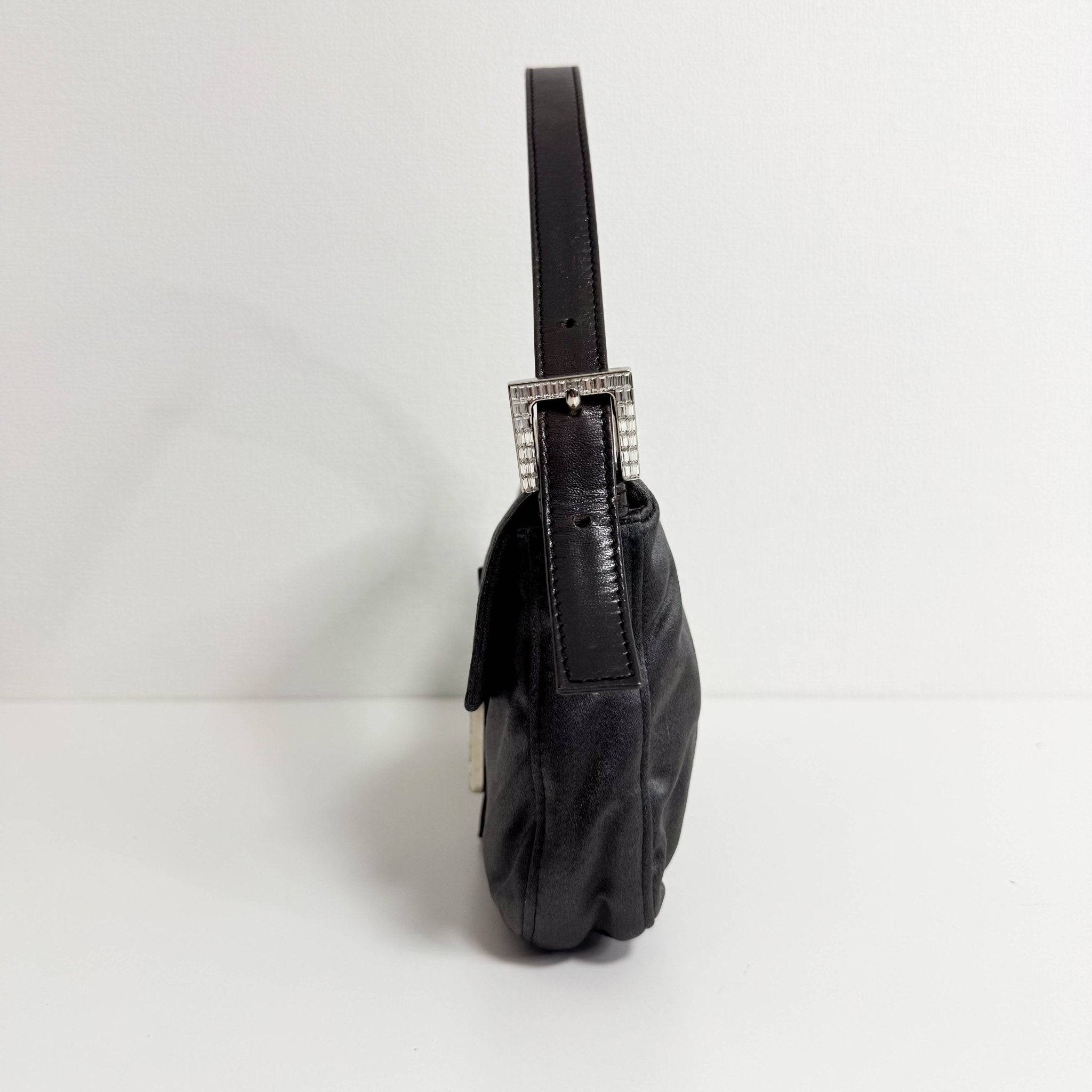 FENDI Baguette Grey Satin Shoulder Bag with Rhinestone Hardware, in , Sold by HIVE PRELOVED - Shoulder Bags, ,