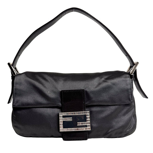 FENDI Baguette Grey Satin Shoulder Bag with Rhinestone Hardware, in , Sold by HIVE PRELOVED - Shoulder Bags, ,