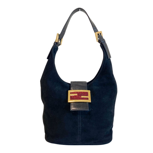 FENDI Baguette Hobo Suede Black Shoulder Bag, in , Sold by HIVE PRELOVED - Shoulder Bags, ,